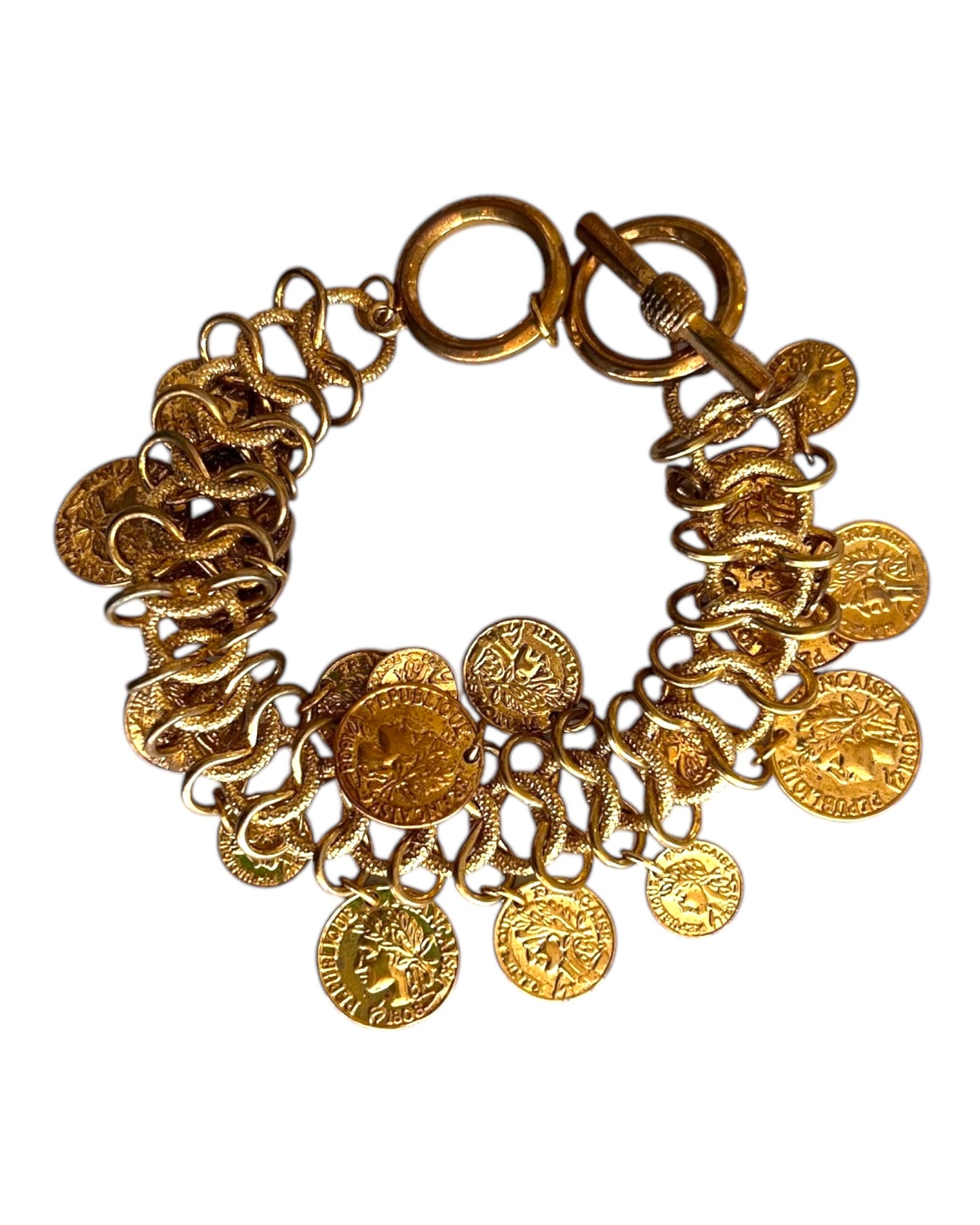 Vintage Gold Coin Charm Bracelet