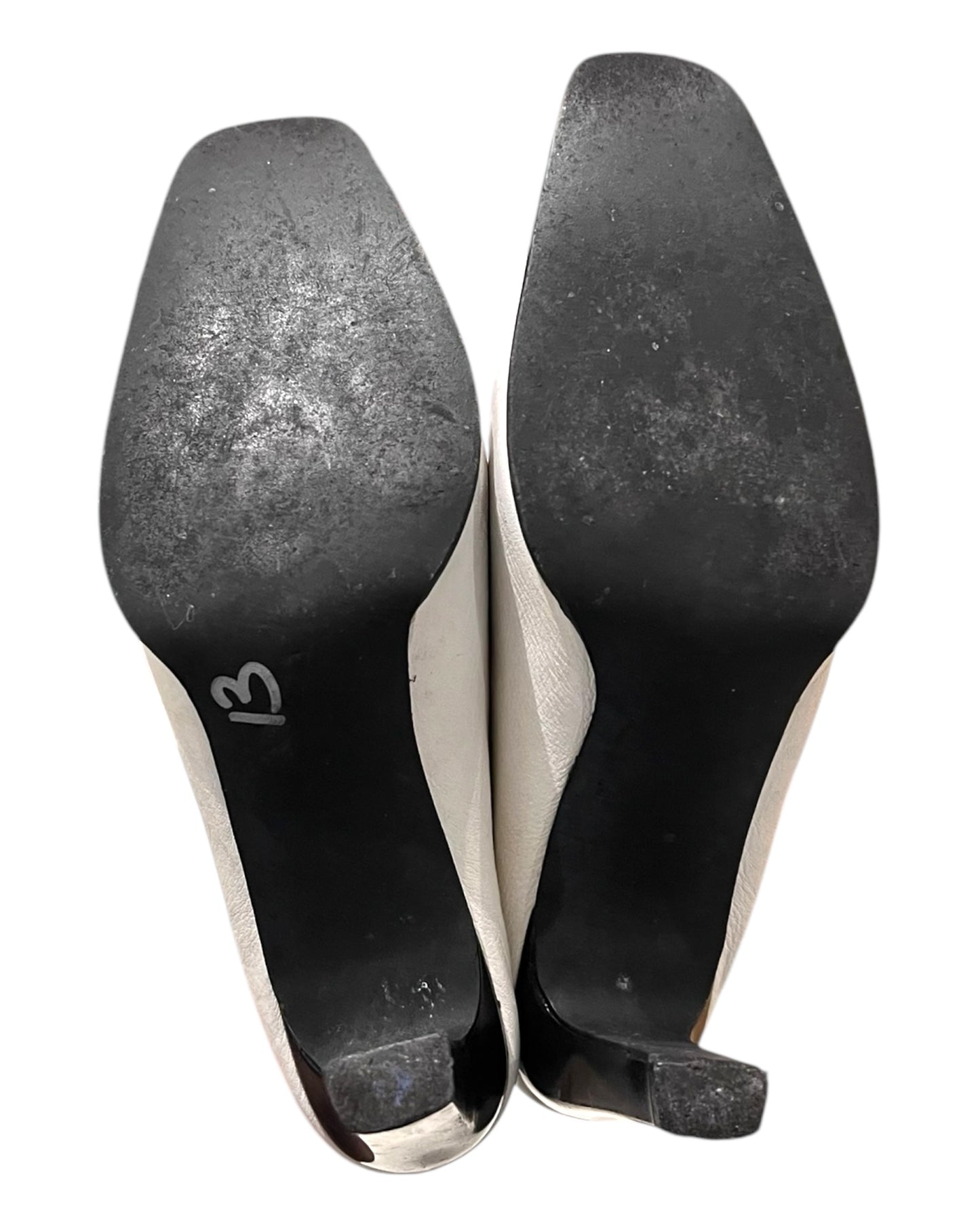 Vintage White Leather Mule Heels