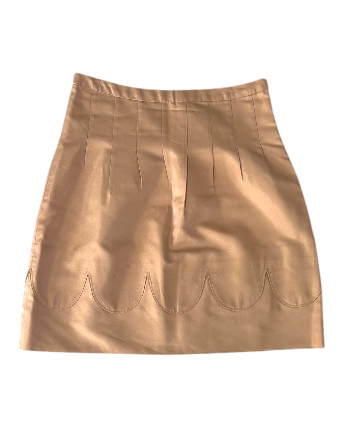 Vintage 2000 Moschino Silk Tan Scalloped Bubble Skirt