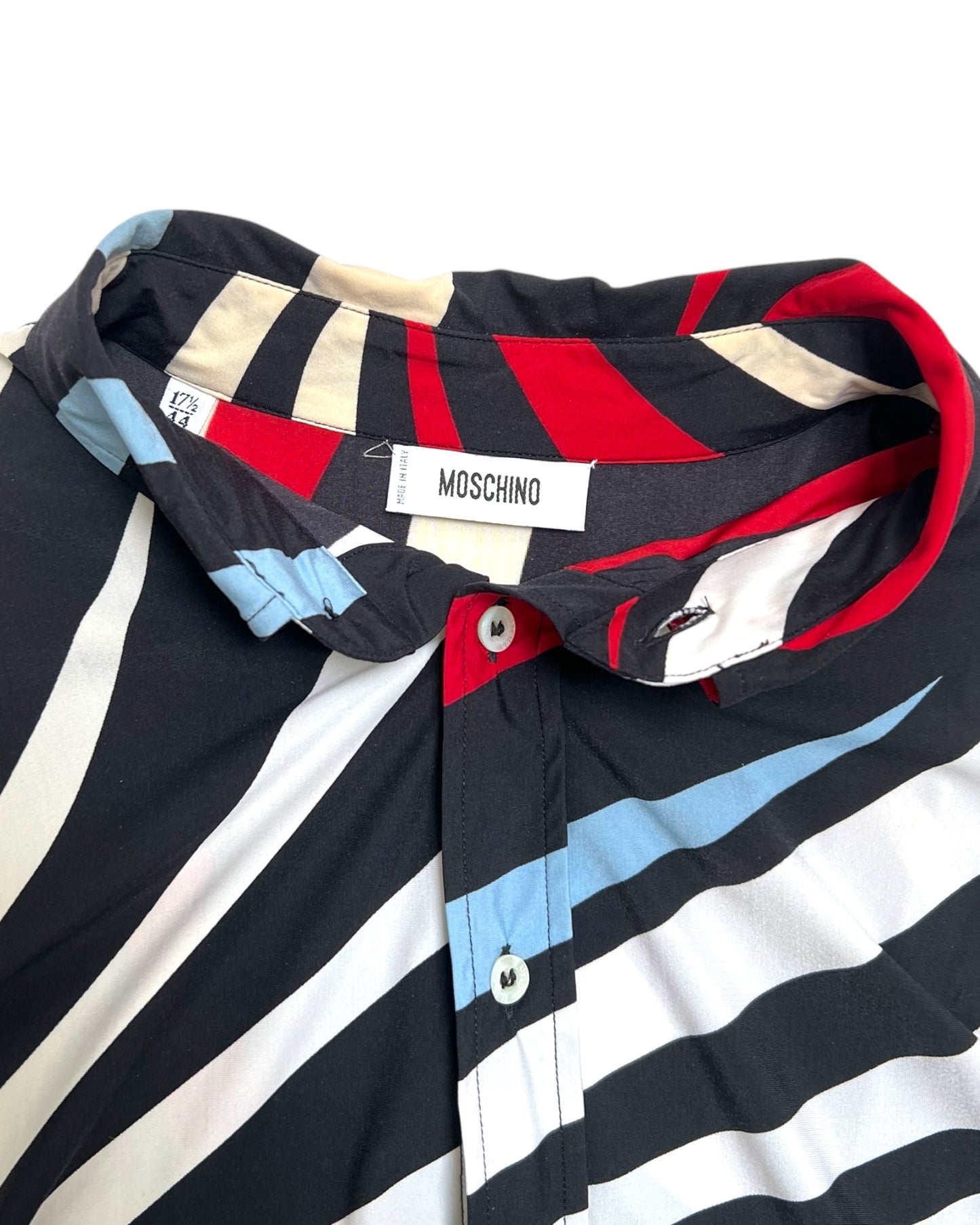 Vintage 2000 Moschino Abstract Stripe Button-Up Top