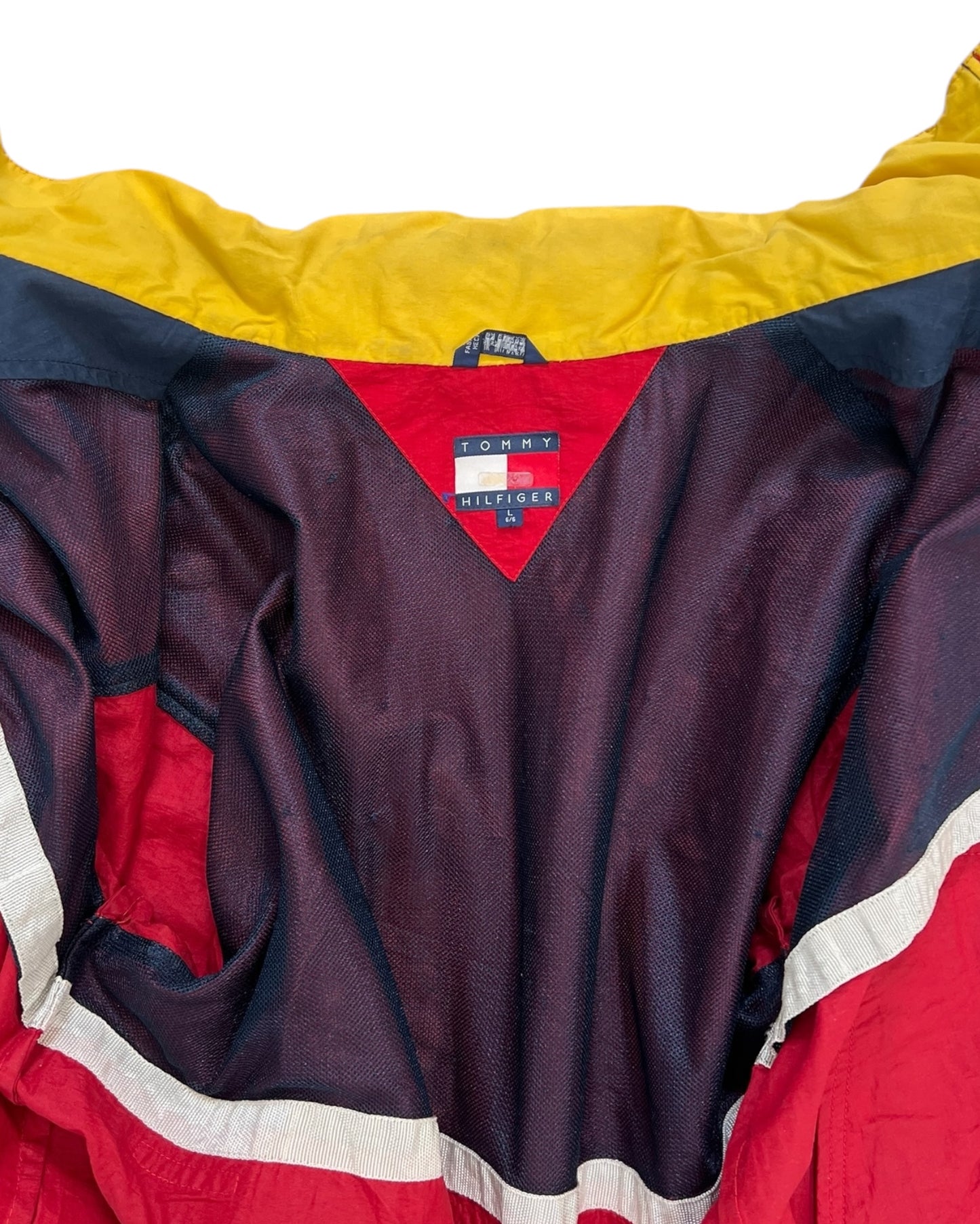 Vintage 1990s Tommy Hilfiger Red, Yellow and Navy Windbreaker Jacket
