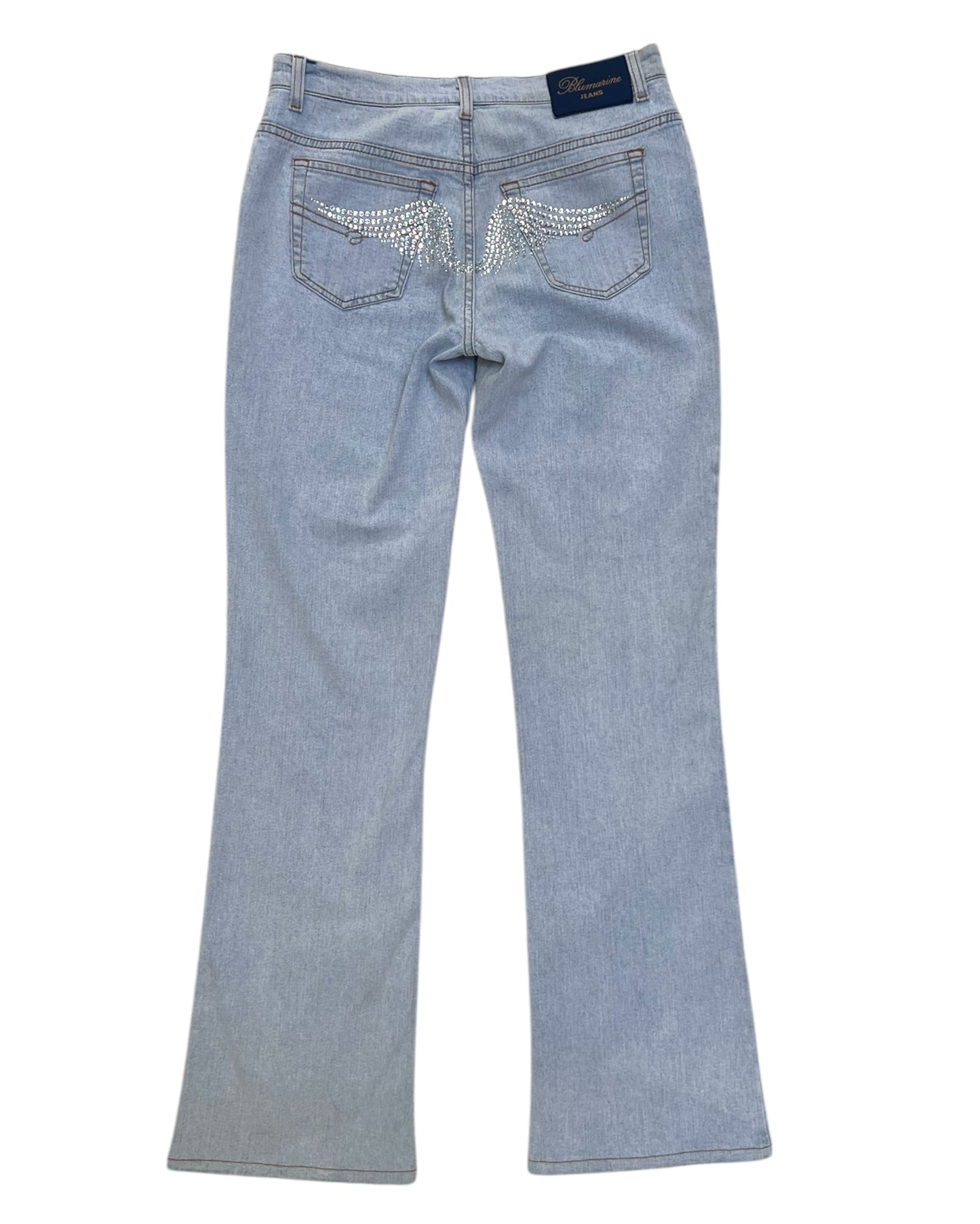 Vintage Blumarine Bootleg Jeans with Sequin Angel Wings
