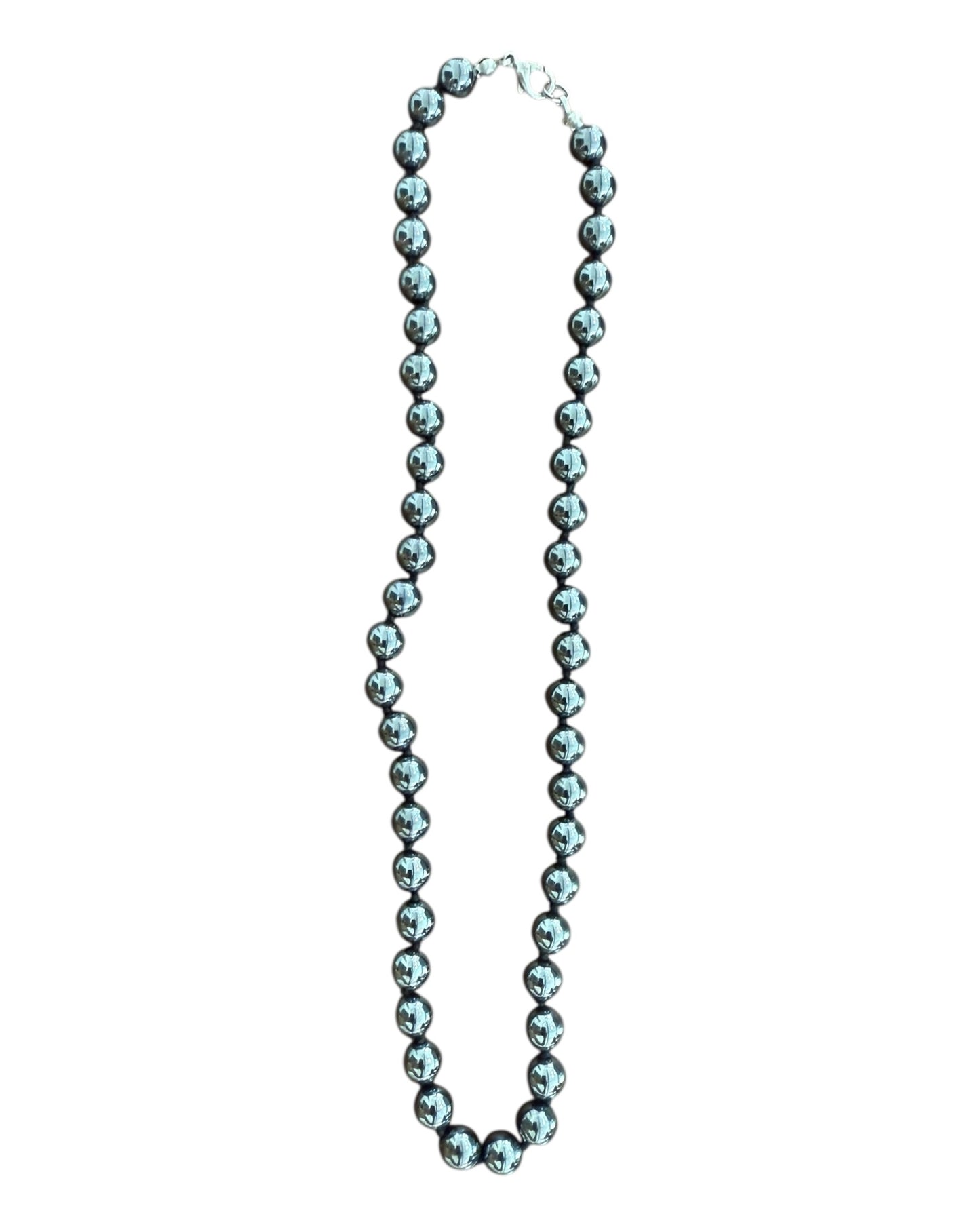 Vintage Black Metal Pearl Necklace