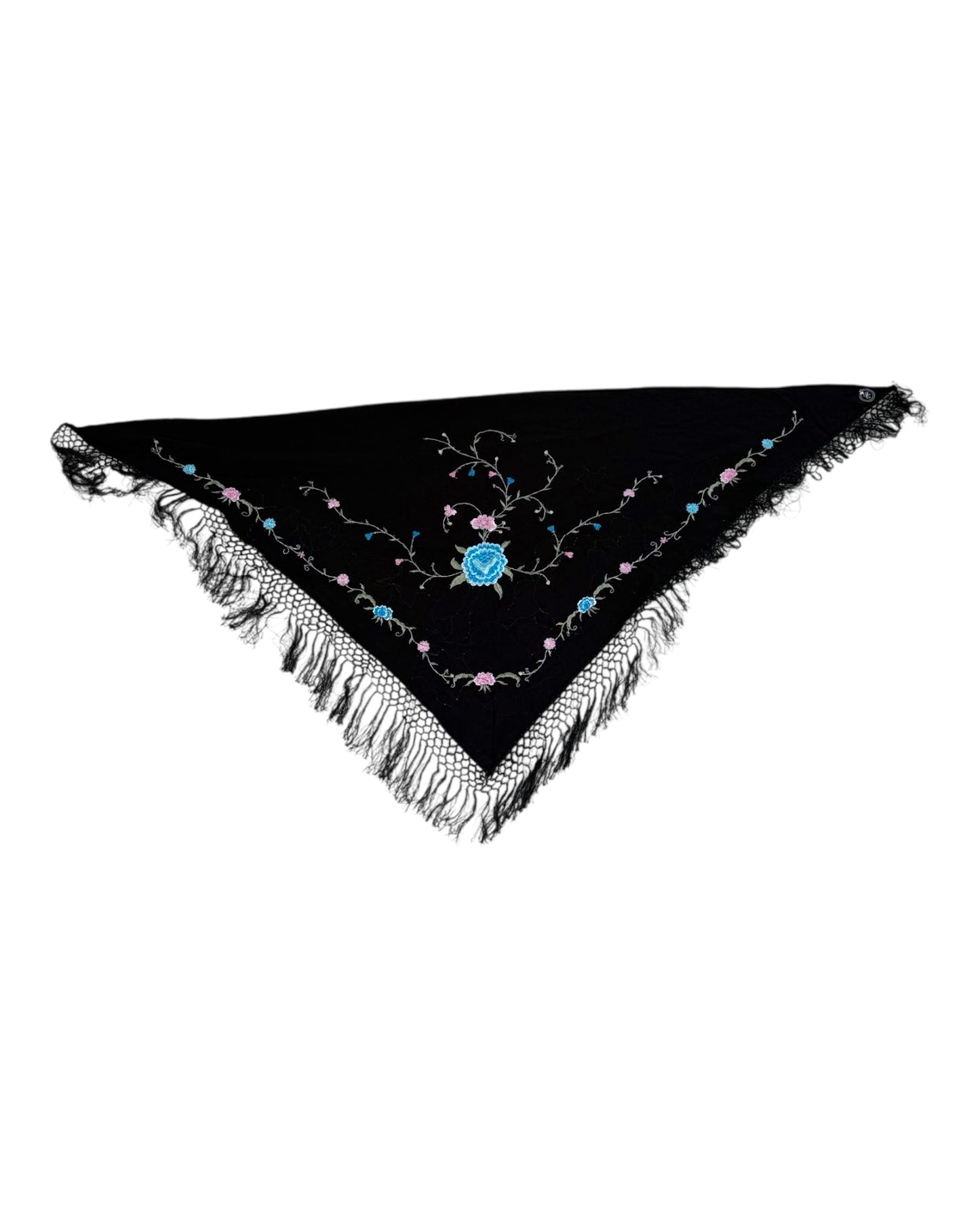 Vintage Black Embroidered "Friendship" Shawl