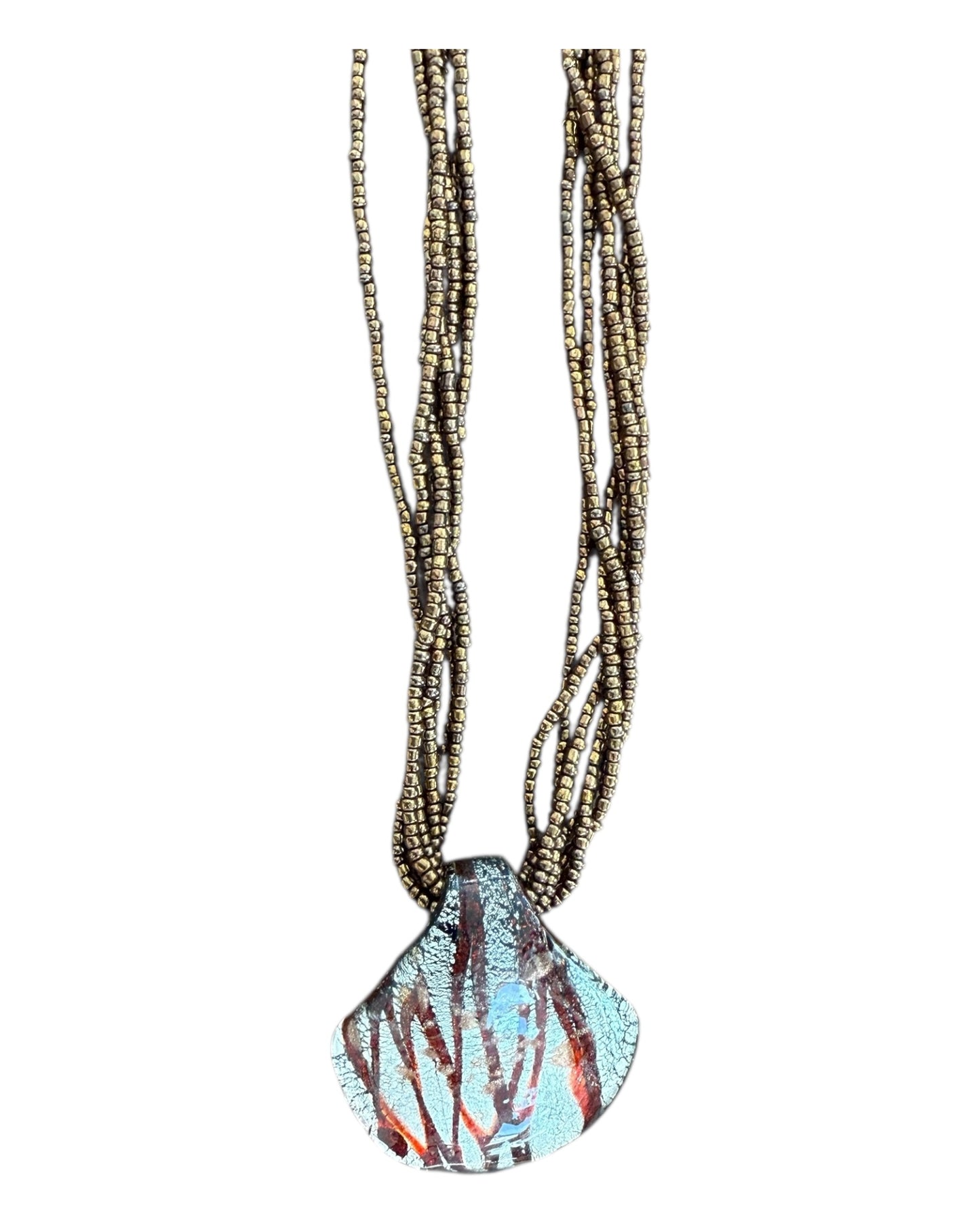 Vintage Brown Beaded Pendant Necklace