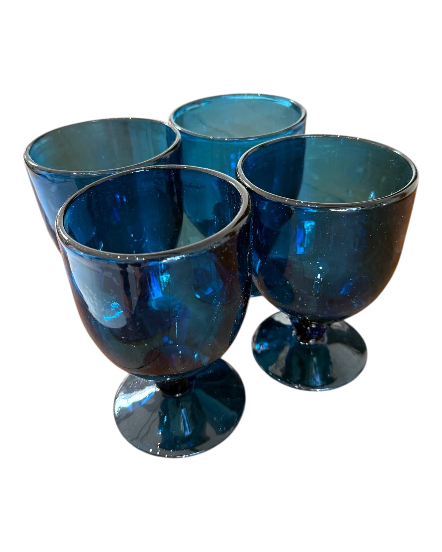 Vintage Blue Large Wine Glasses