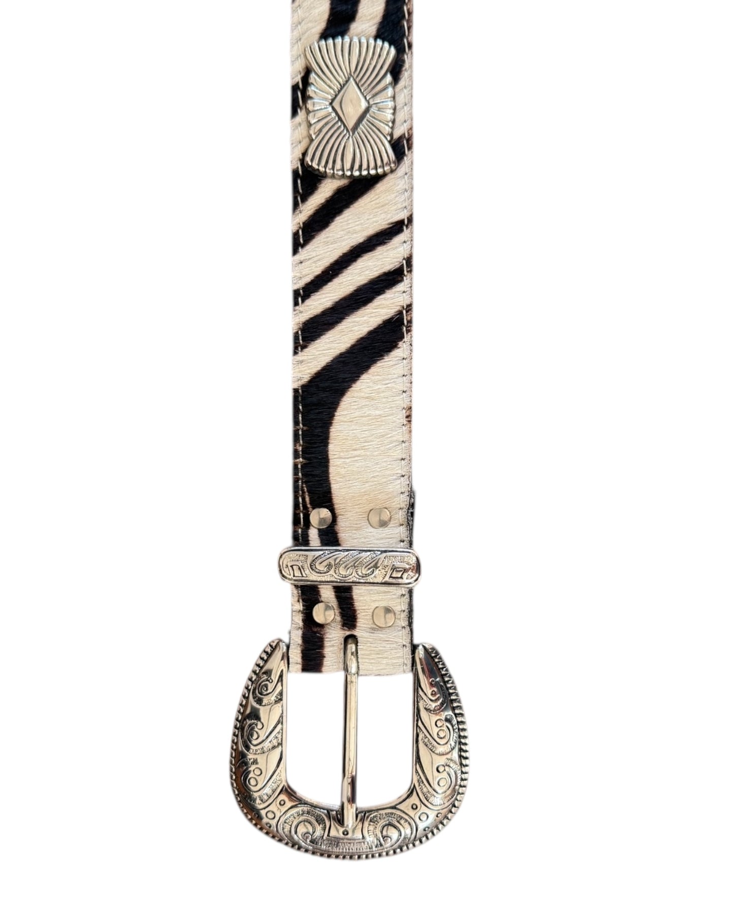 Vintage Caché Zebra Print Cowhide Belt