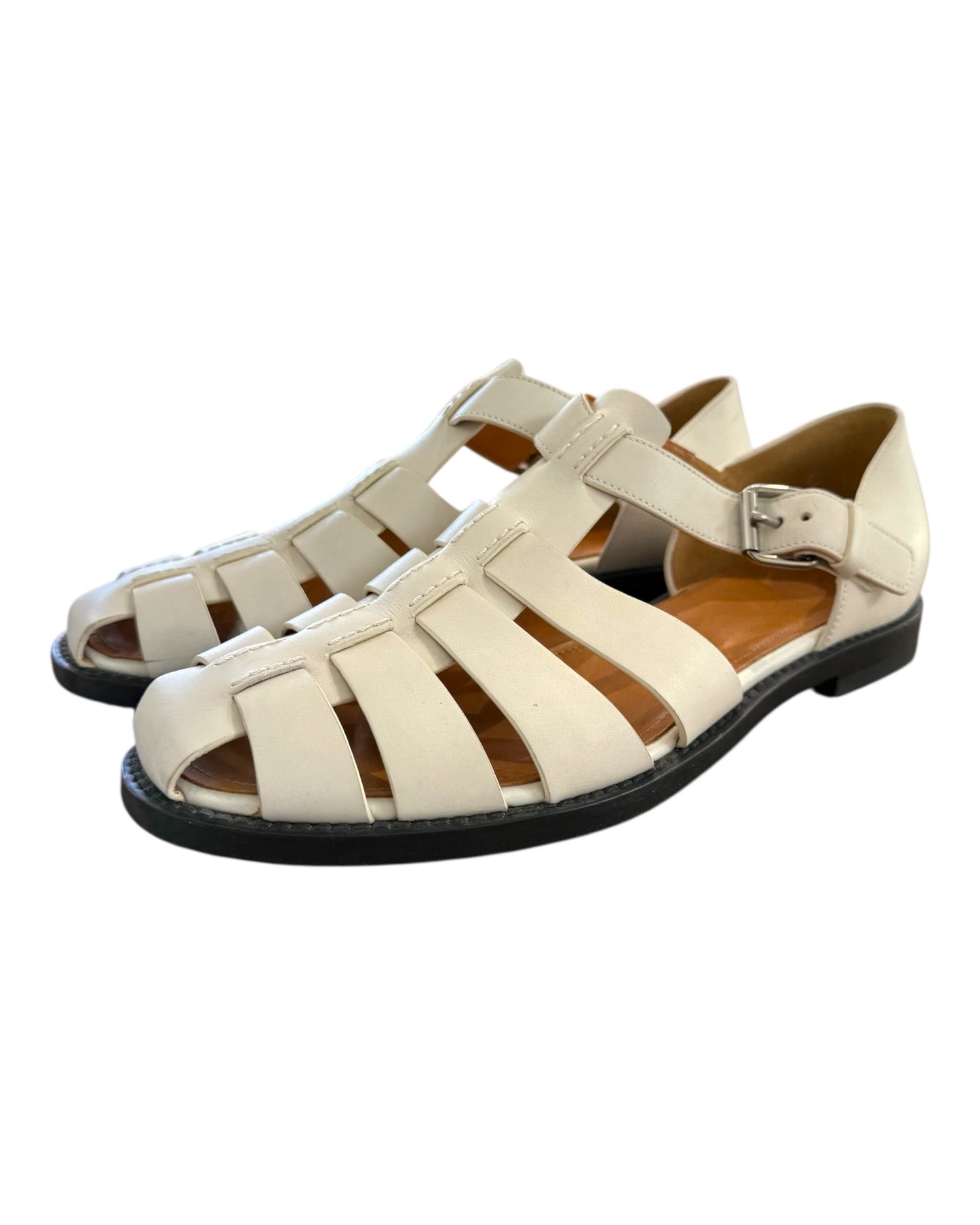 Vintage Church's White Leather Fisherman Sandals