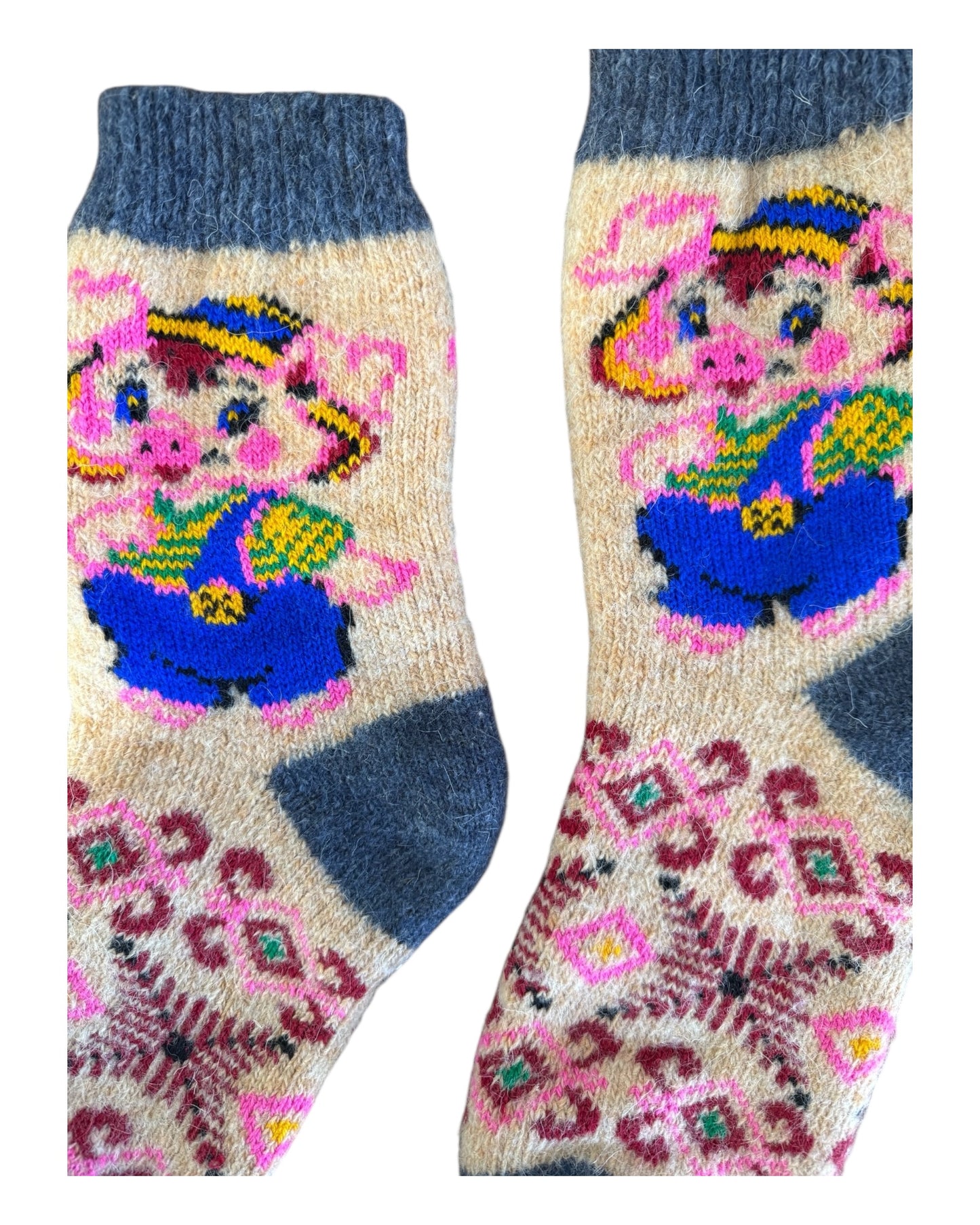 Handmade Wool Socks with lil Piggies