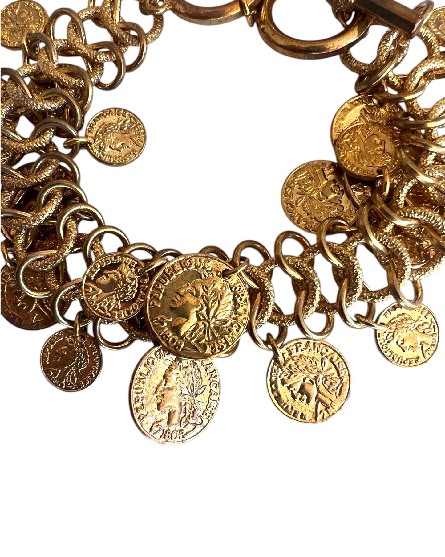 Vintage Gold Coin Charm Bracelet