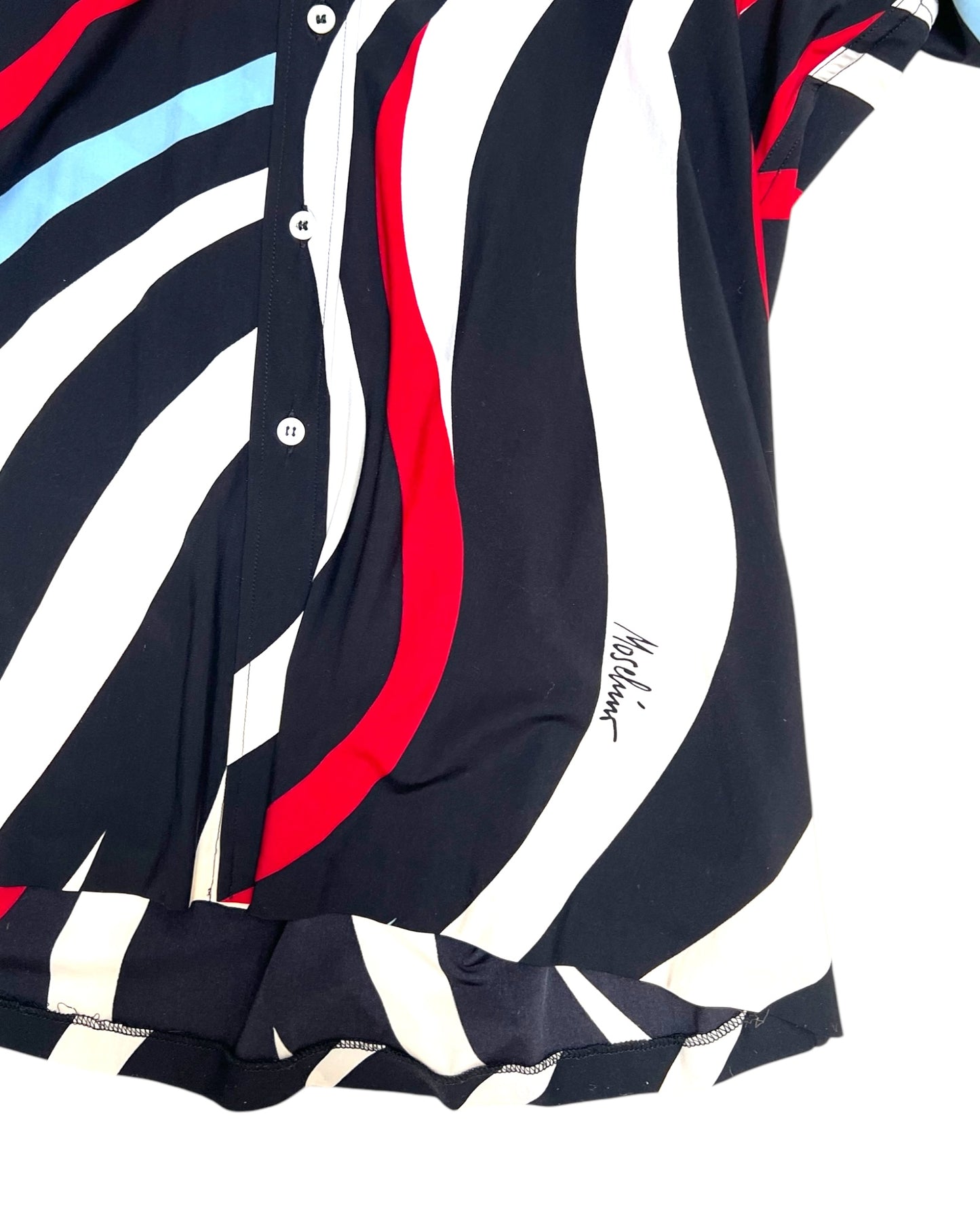 Vintage 2000 Moschino Abstract Stripe Button-Up Top