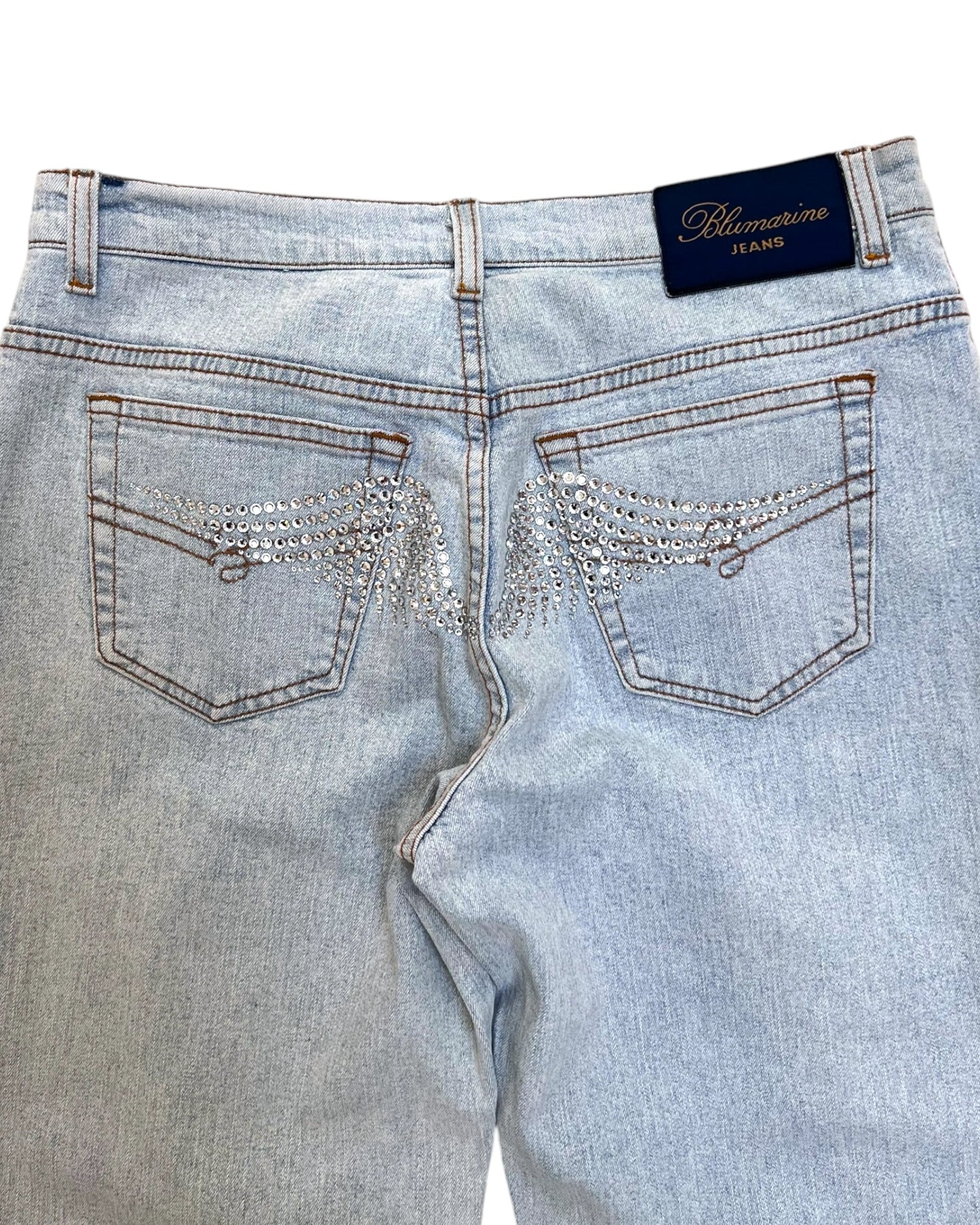 Vintage Blumarine Bootleg Jeans with Sequin Angel Wings