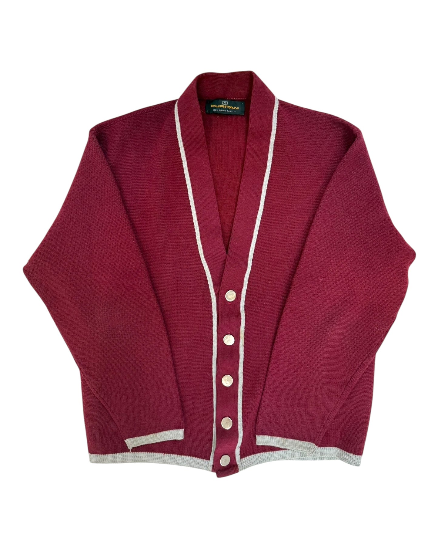 Vintage Burgundy and Grey Cardigan Sweater