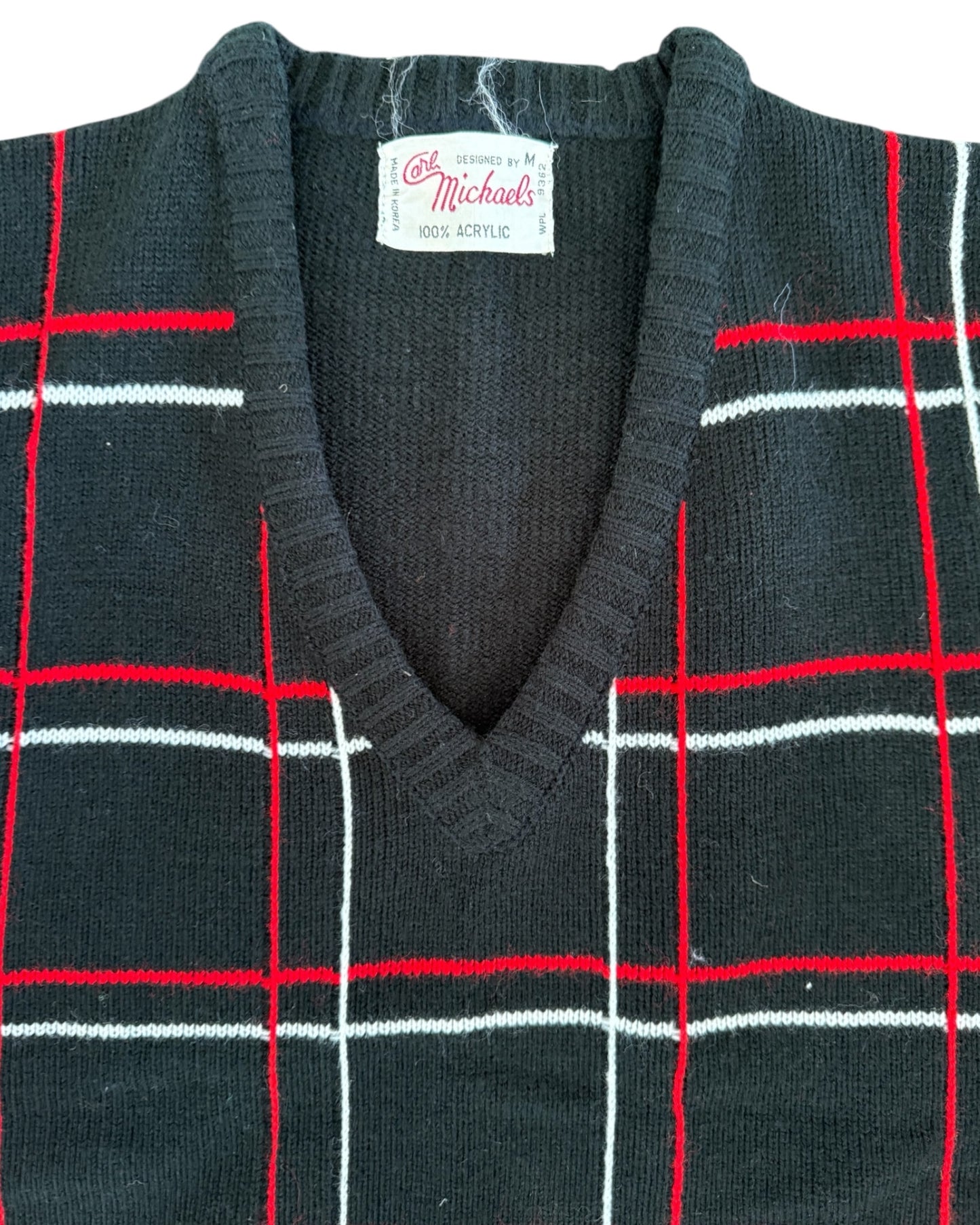 Vintage Black Plaid Sweater Vest