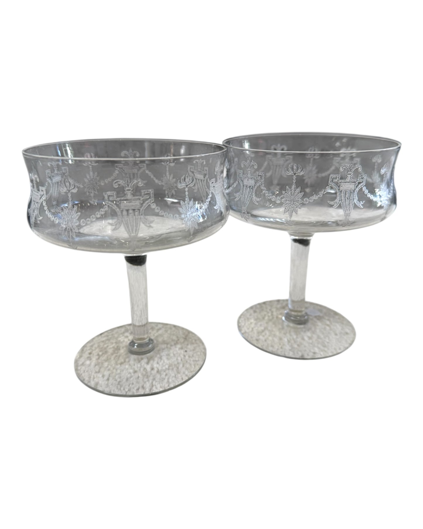 Vintage Pair of Etched Glasses