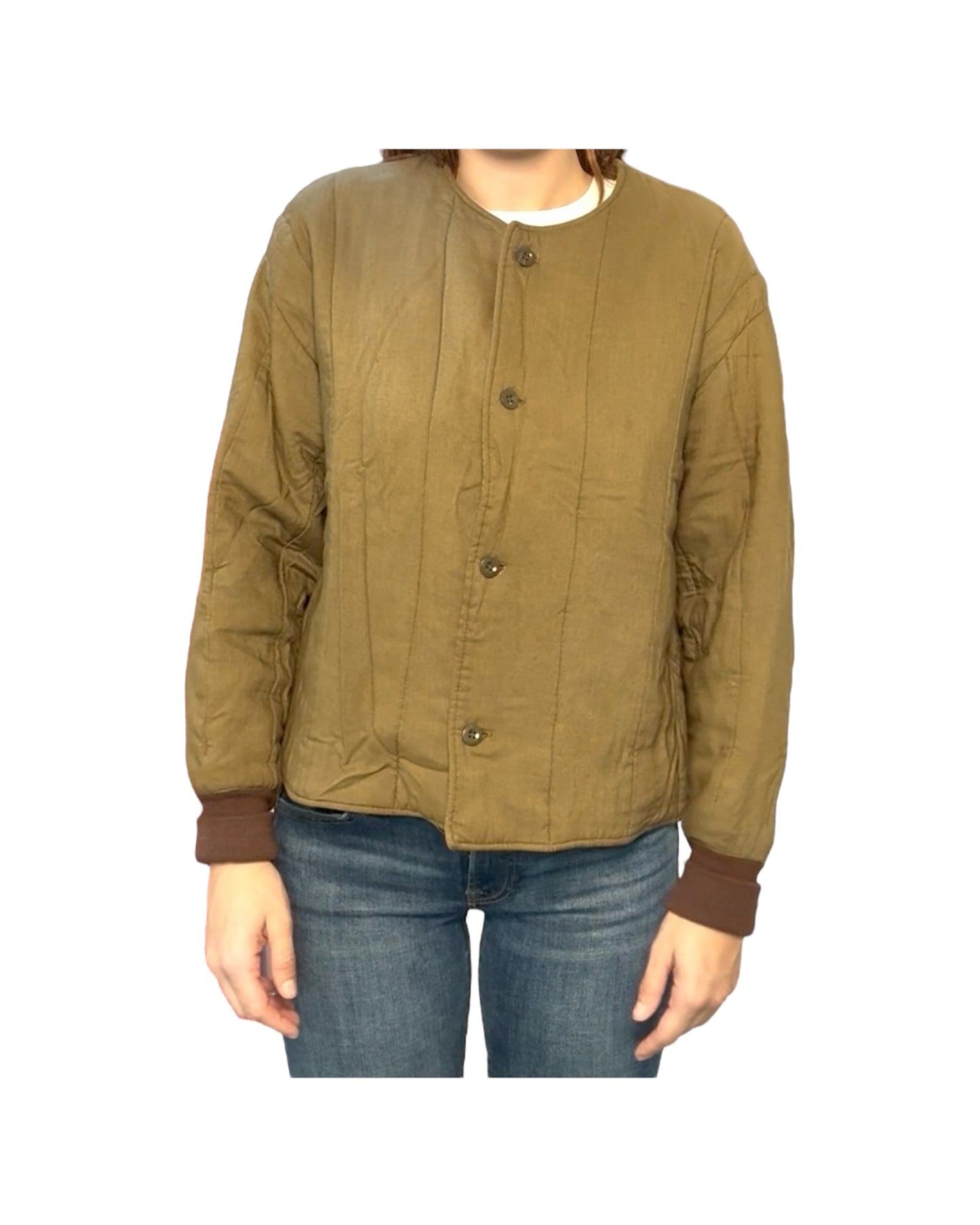 Vintage Quilted Army Green Jacket