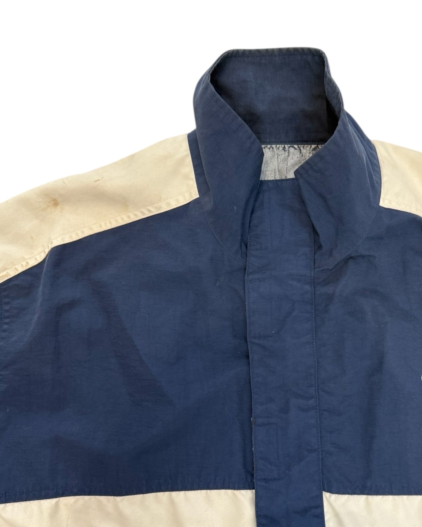 Vintage Guess Beige and Navy Quarter-Zip Windbreaker Jacket