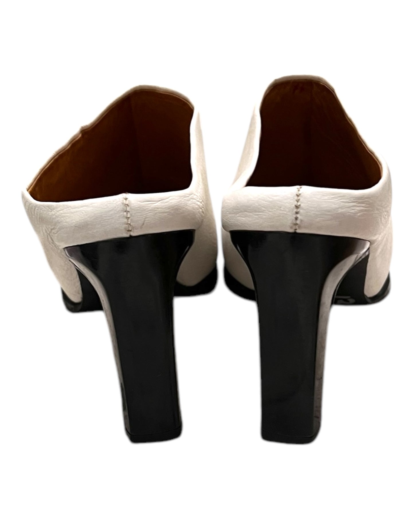 Vintage White Leather Mule Heels