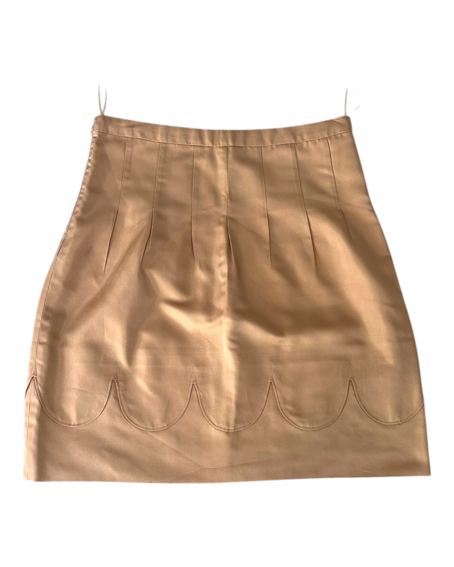 Vintage 2000 Moschino Silk Tan Scalloped Bubble Skirt