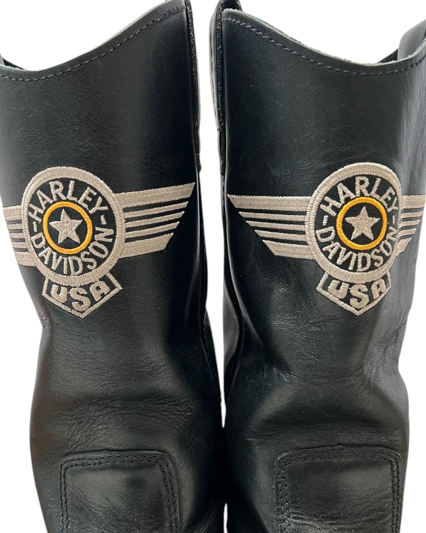 Vintage Harley Davidson USA Black Leather Boots