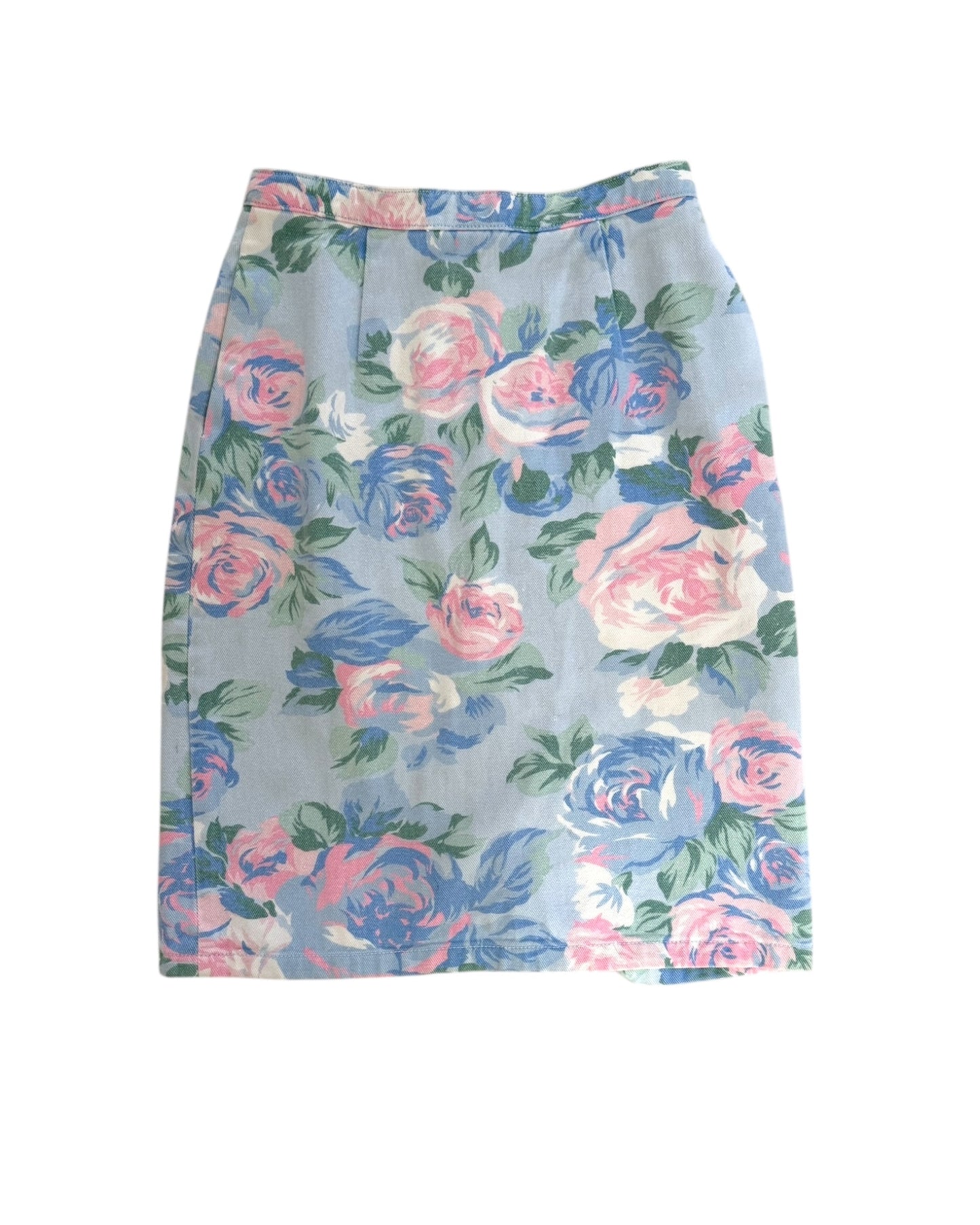 Vintage Floral Denim Skirt