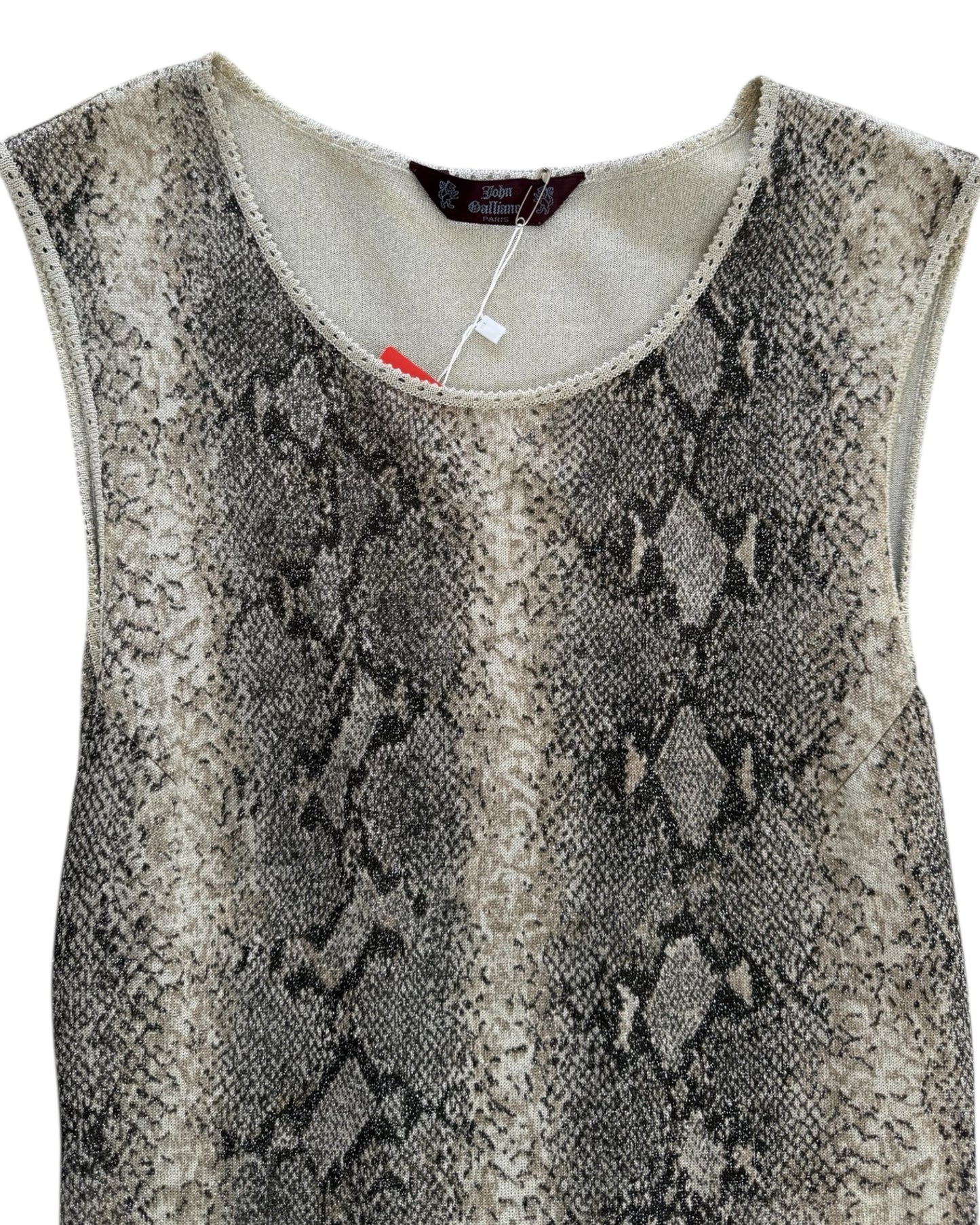 Vintage 2000 John Galliano Sparkly Snakeskin Print Dress