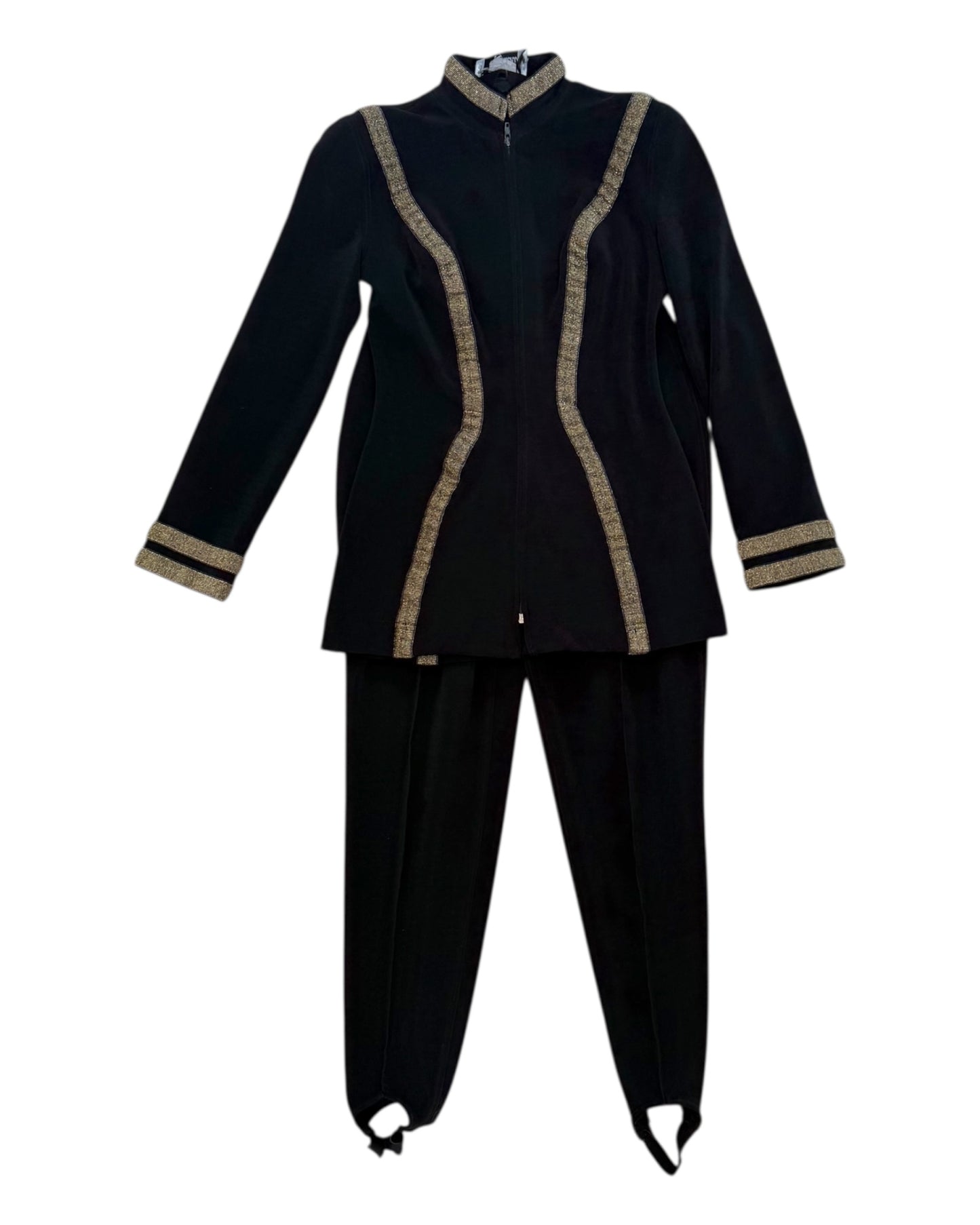 Vintage Black and Gold Stretchy Pant Suit