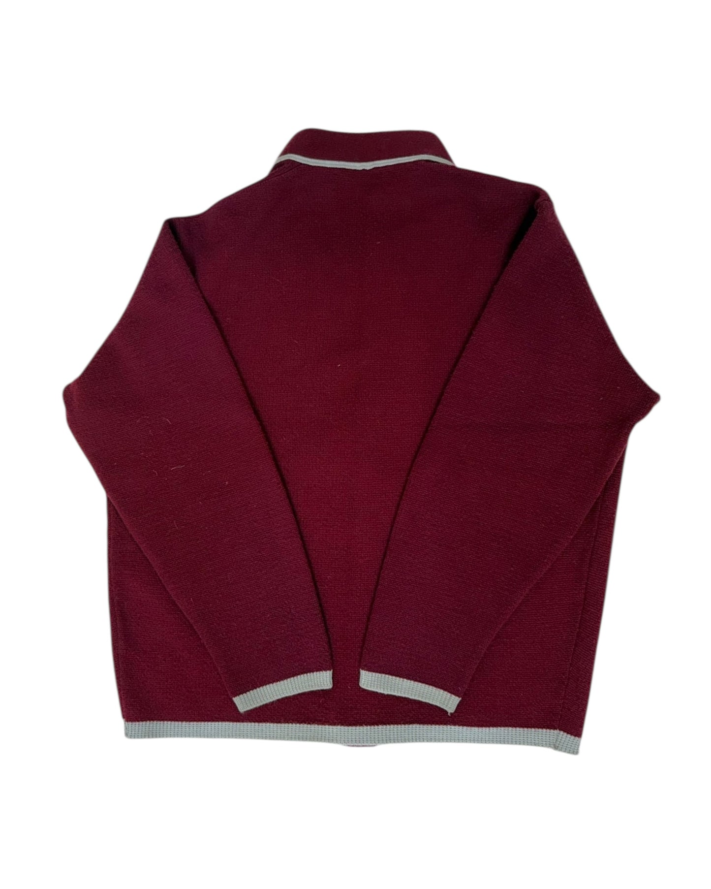 Vintage Burgundy and Grey Cardigan Sweater