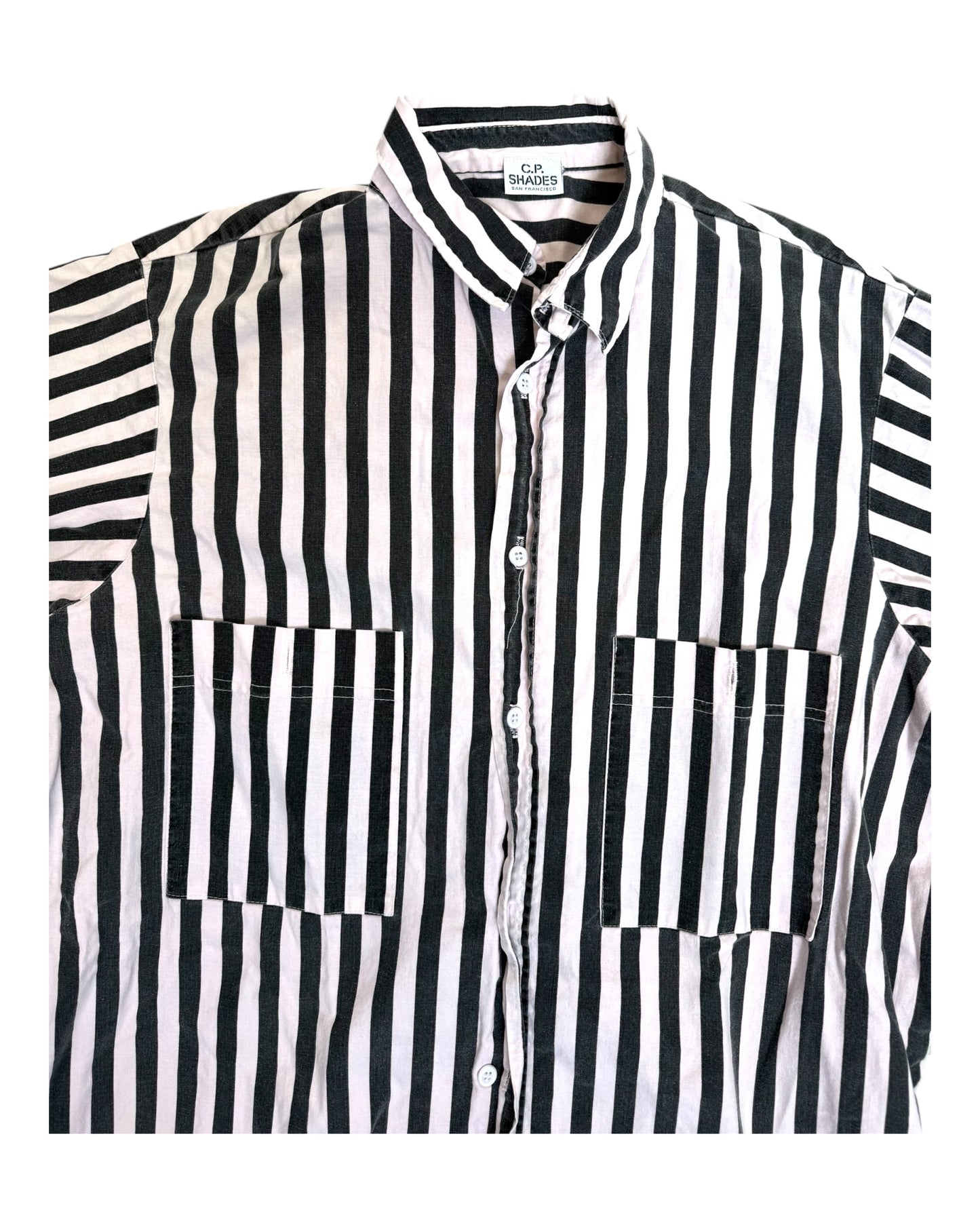 Pre-Loved CP Shades Pink and Grey Stripe Button-Up Top
