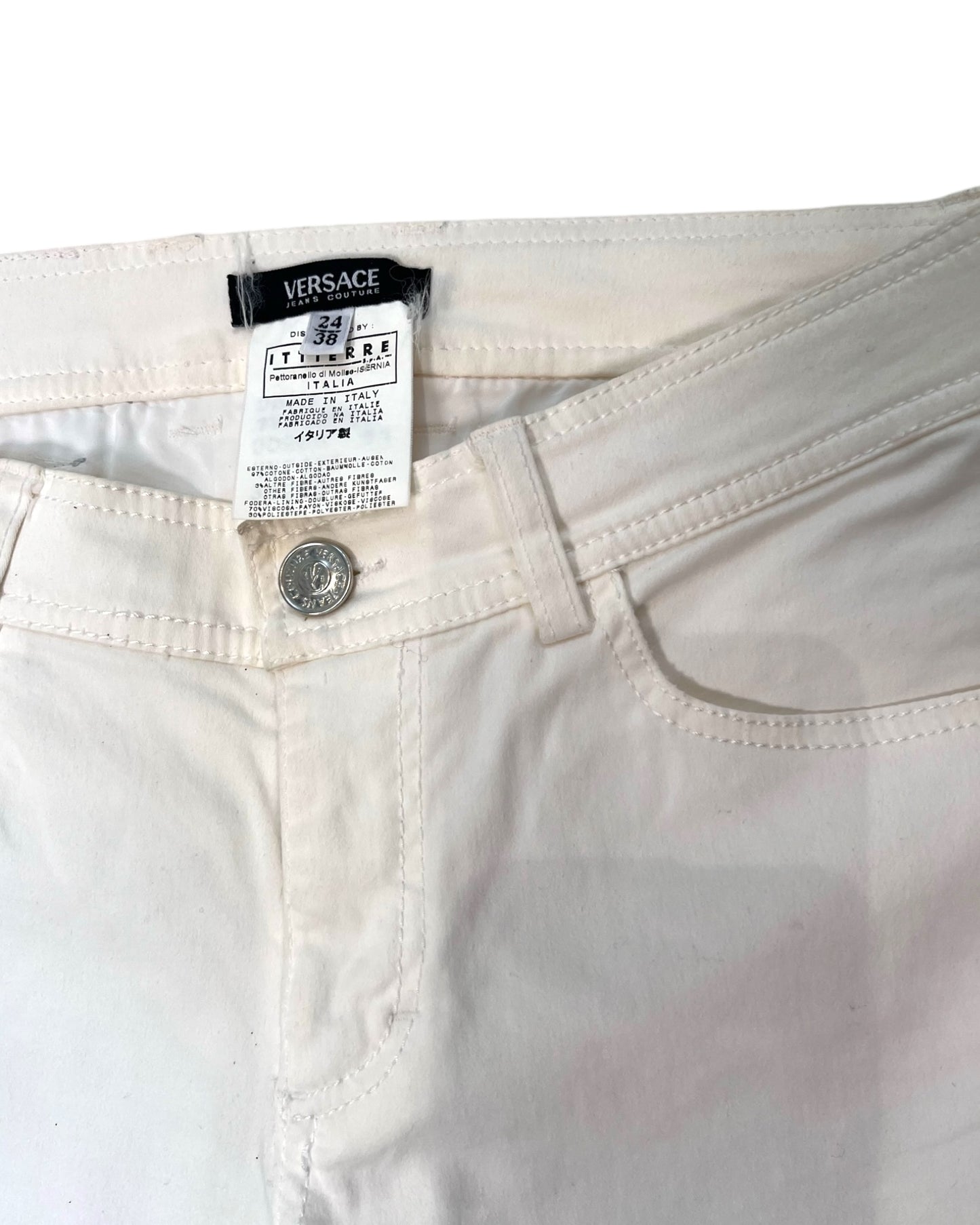 Vintage 2000 Versace Low-Rise White Jeans