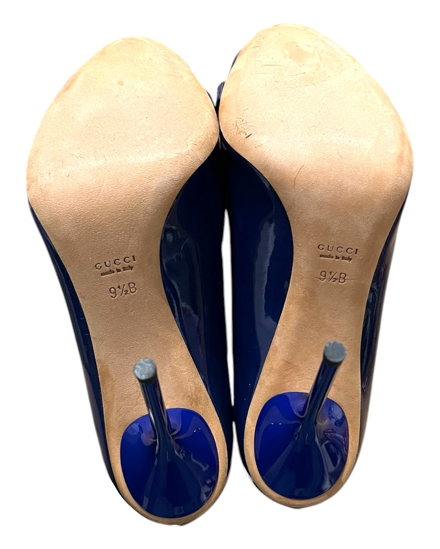 Vintage Gucci Blue Peep-Toe Stiletto Heels