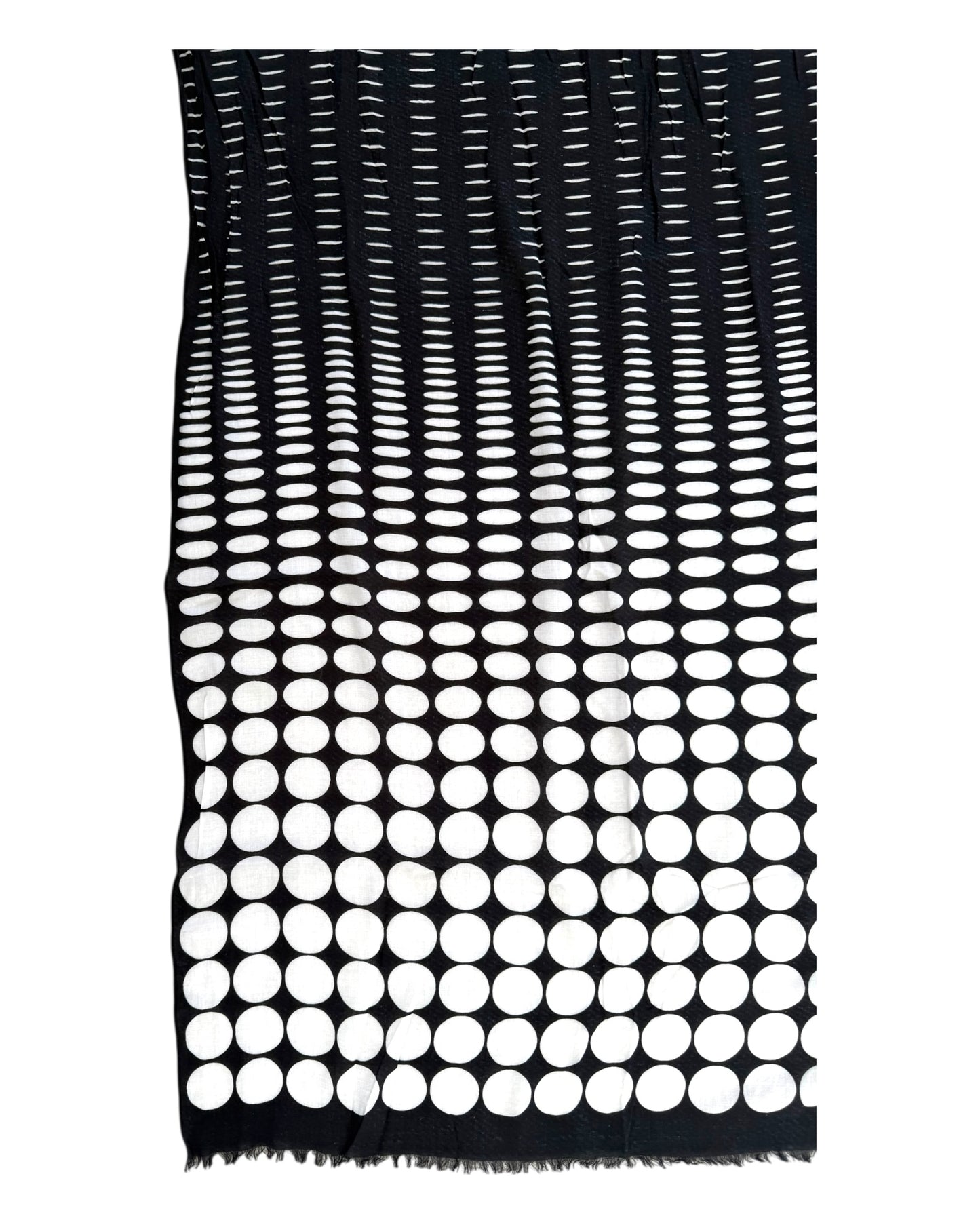 Vintage Black and White Polka Dot Cotton XL Scarf