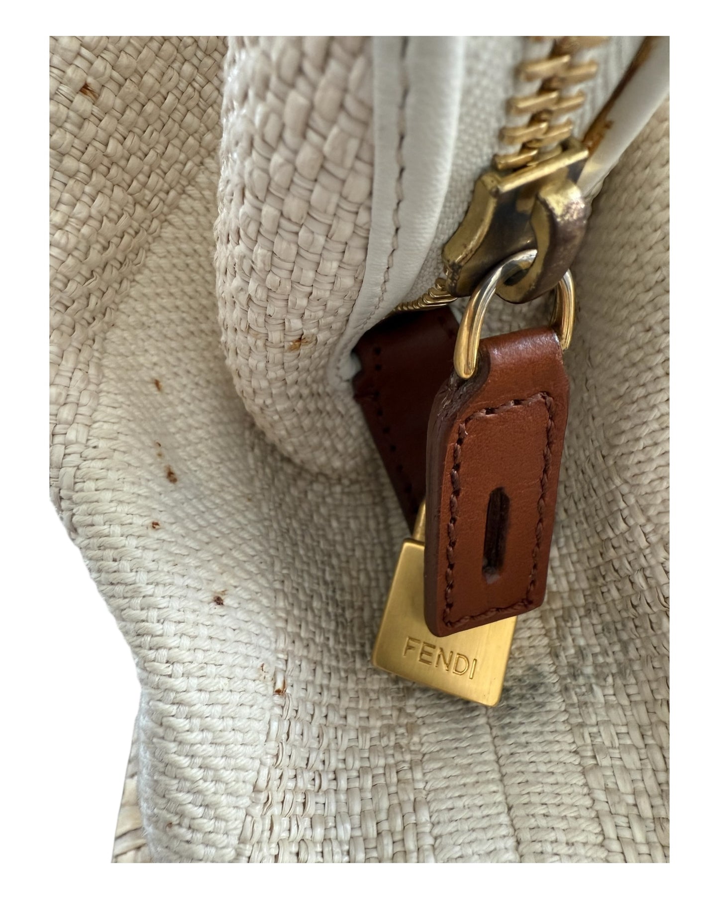 Pre-Loved 2012 White and Blue Fendi 2Bag