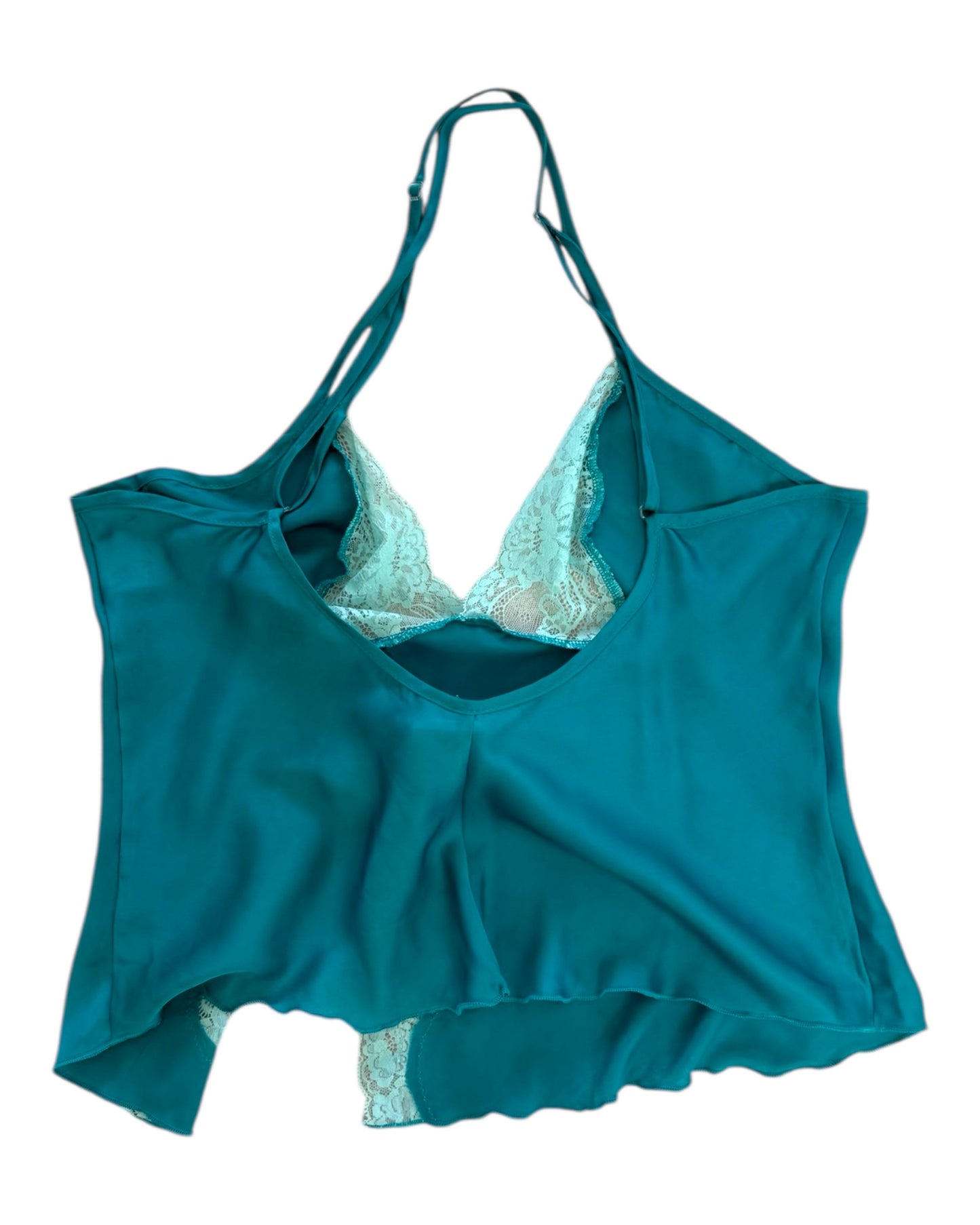 Vintage Turquoise Lacey Slip Tank