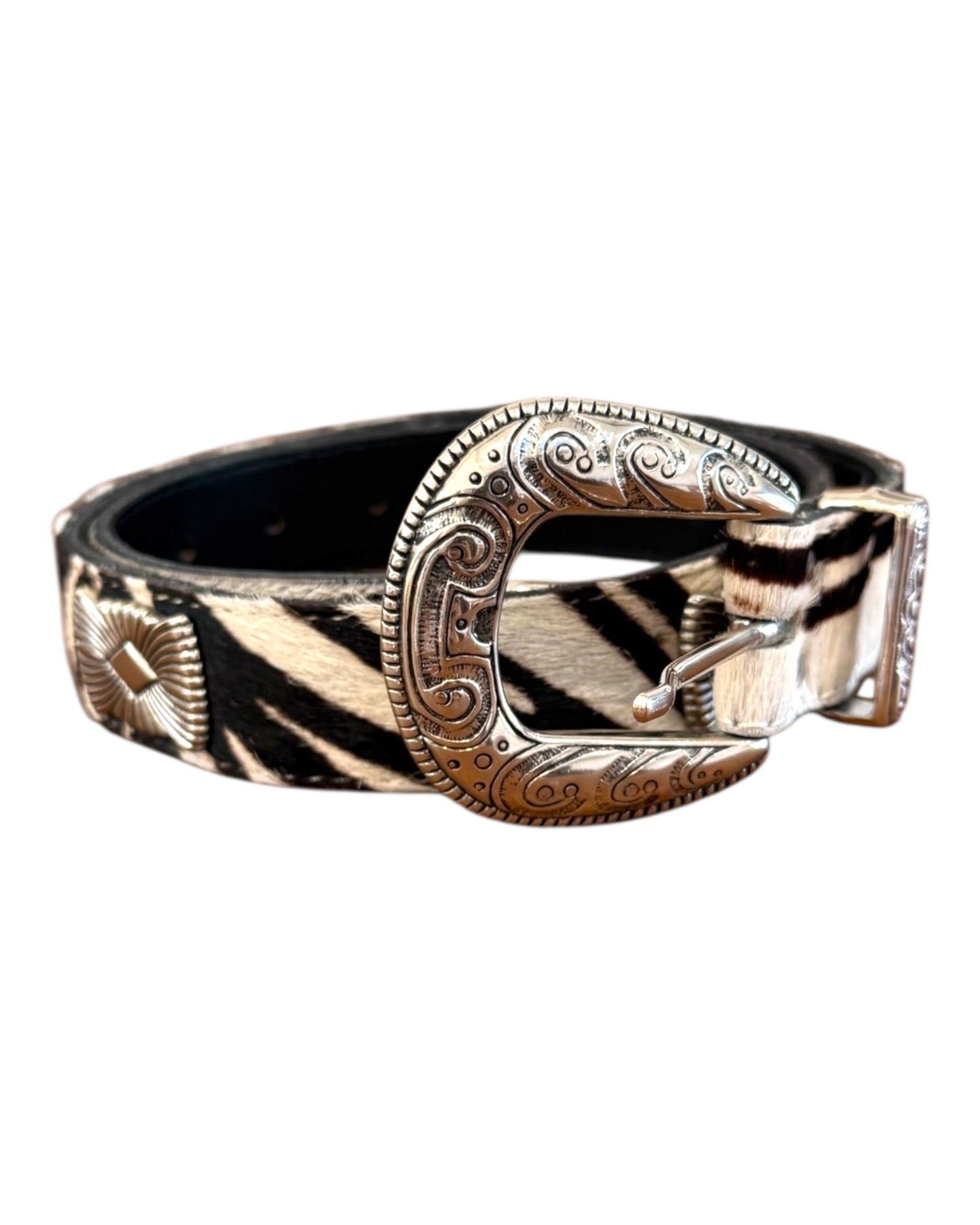 Vintage Caché Zebra Print Cowhide Belt