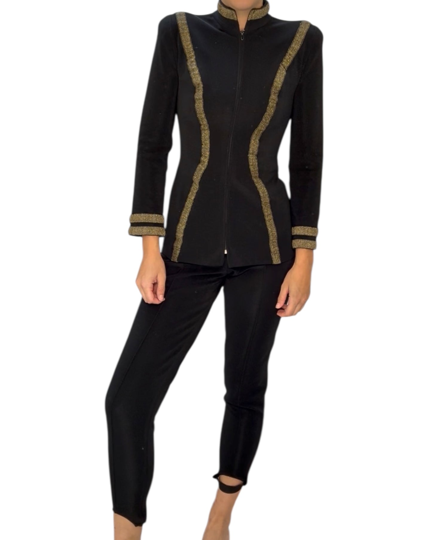 Vintage Black and Gold Stretchy Pant Suit