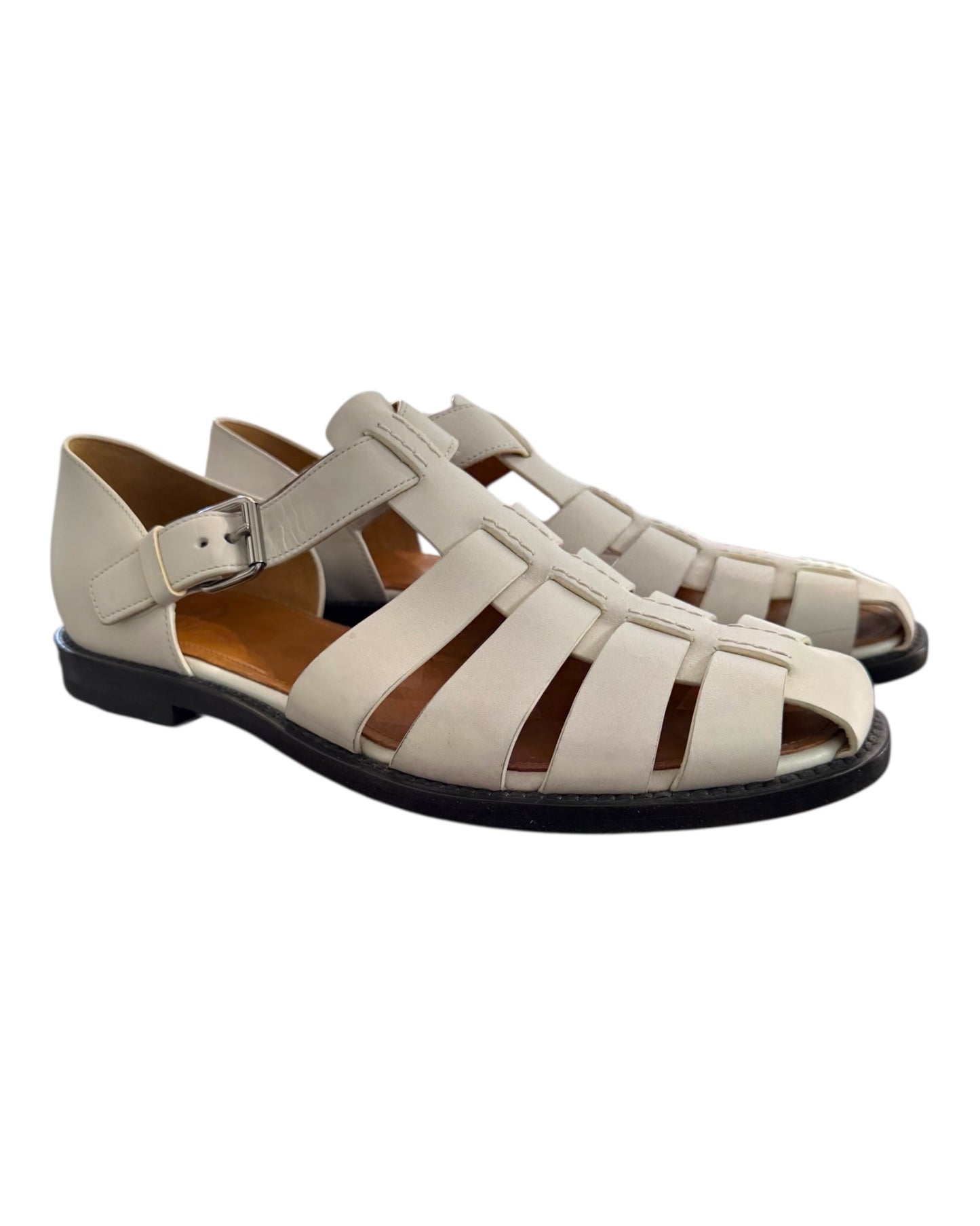 Vintage Church's White Leather Fisherman Sandals