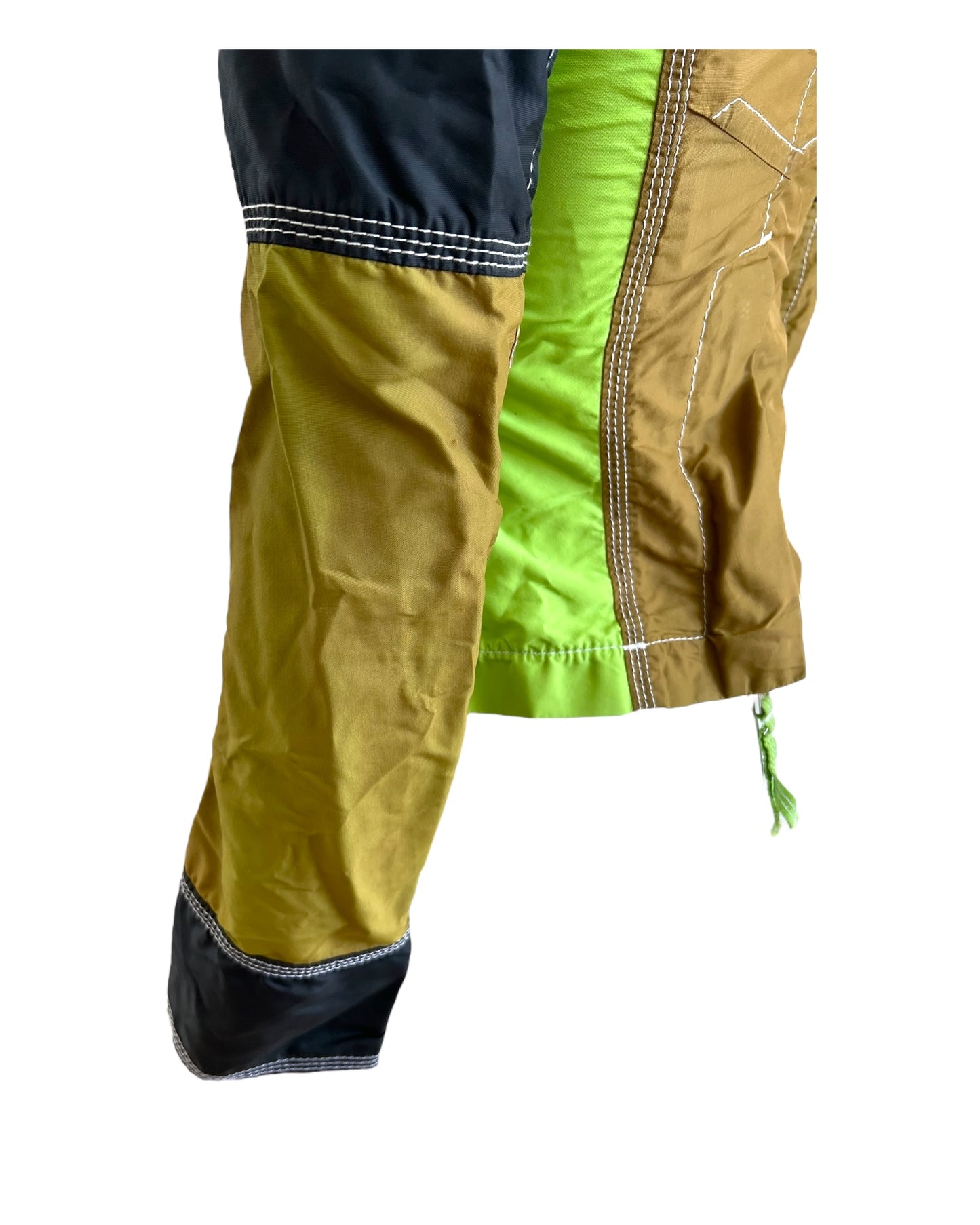 Vintage DSquared2 Black and Green Utility Jacket. Features four pockets, lace up details on sleeves and velcro openings. image shows some discoloration on sleeve.