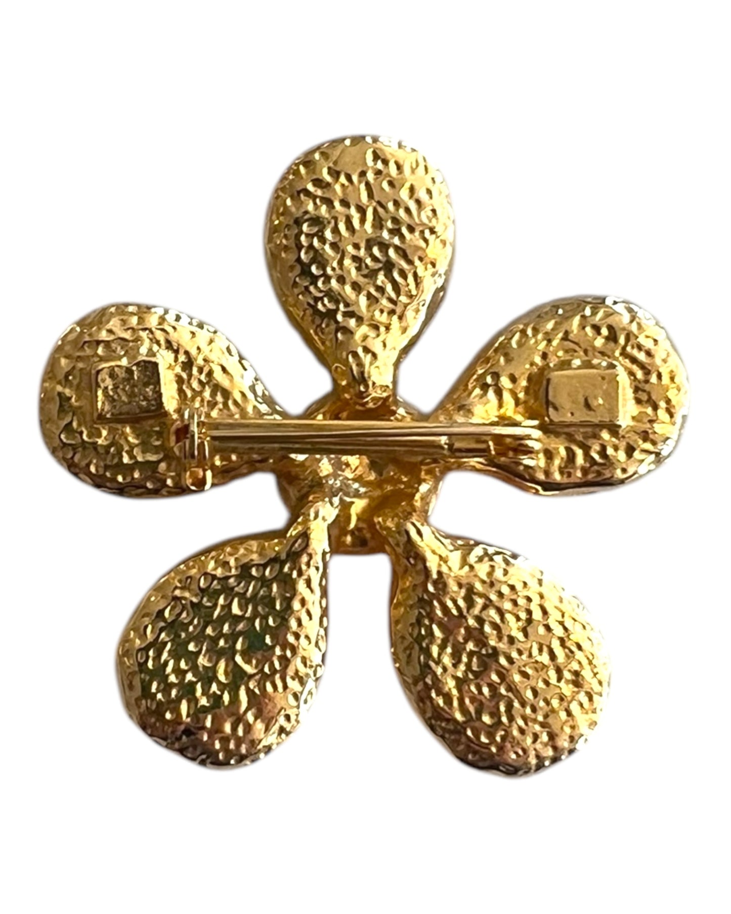Vintage Crystal Rainbow Flower Brooch in Gold Setting