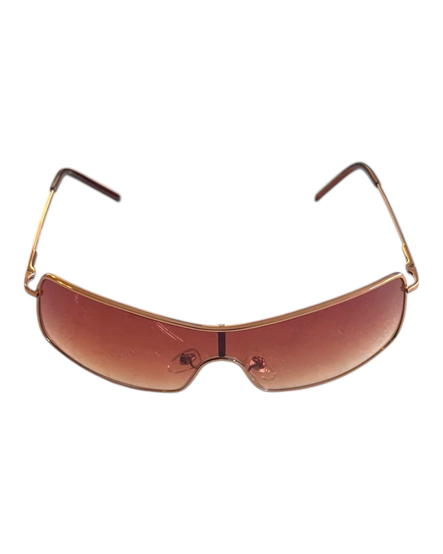 Vintage Bronze Ombre Metal Shield Sunglasses