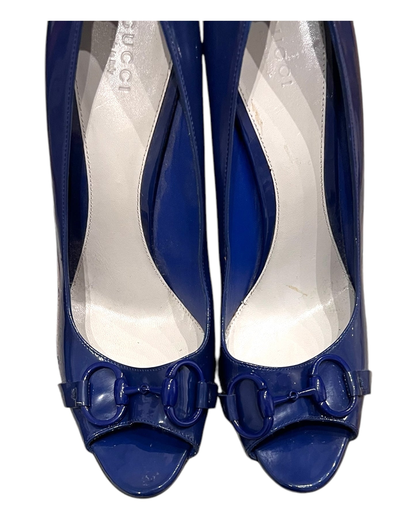 Vintage Gucci Blue Peep-Toe Stiletto Heels