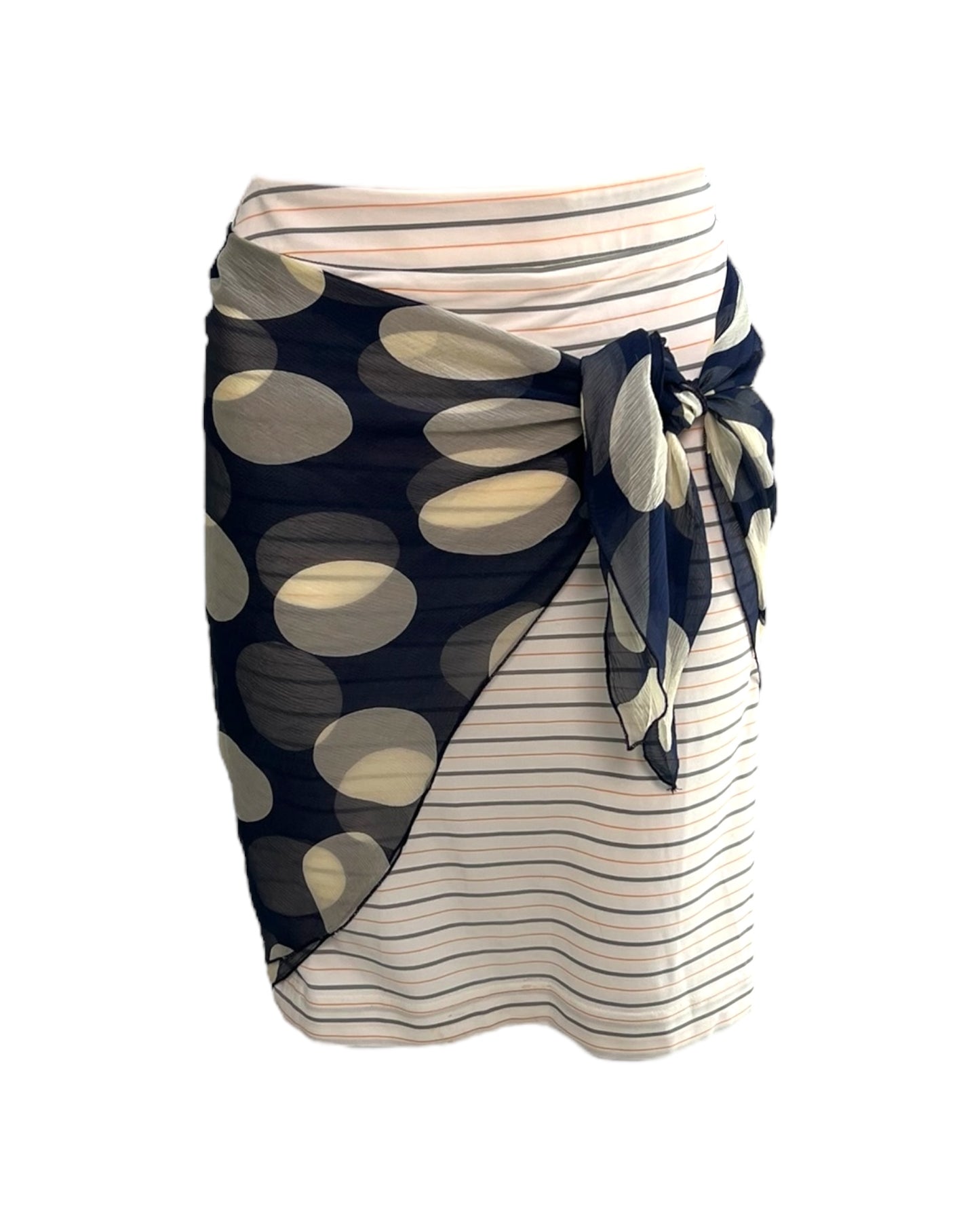 Vintage 2006 Gianfranco Ferre Striped Skirt with Scarf Attachment