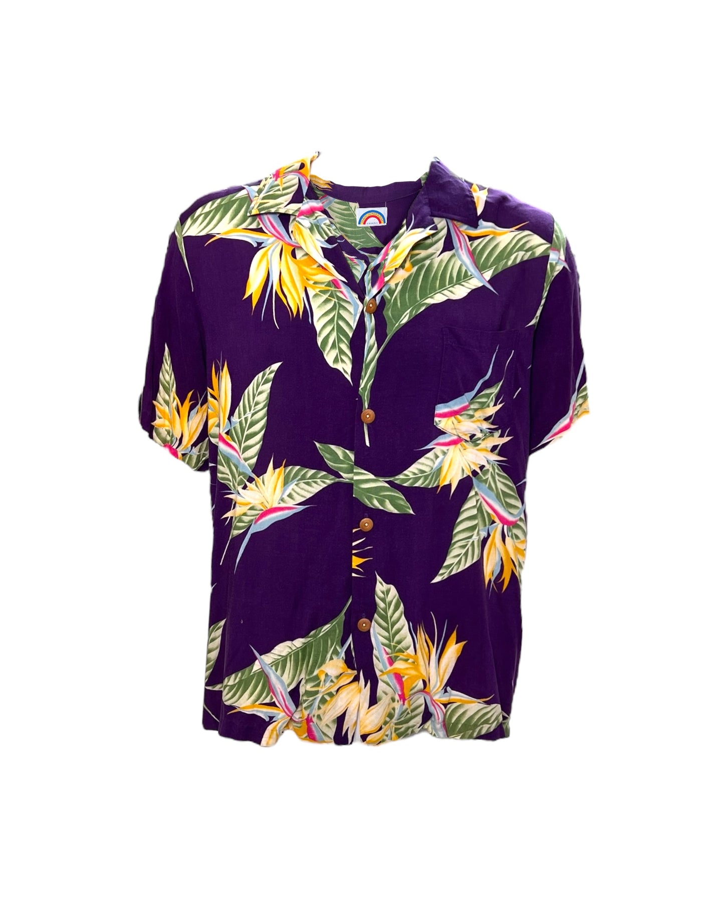 Vintage Purple Birds of Paradise Hawaiian Shirt