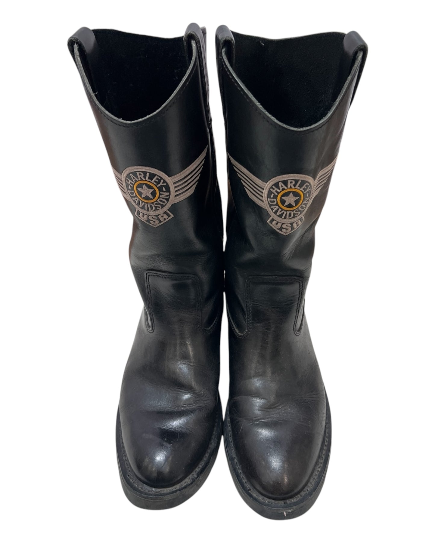Vintage Harley Davidson USA Black Leather Boots