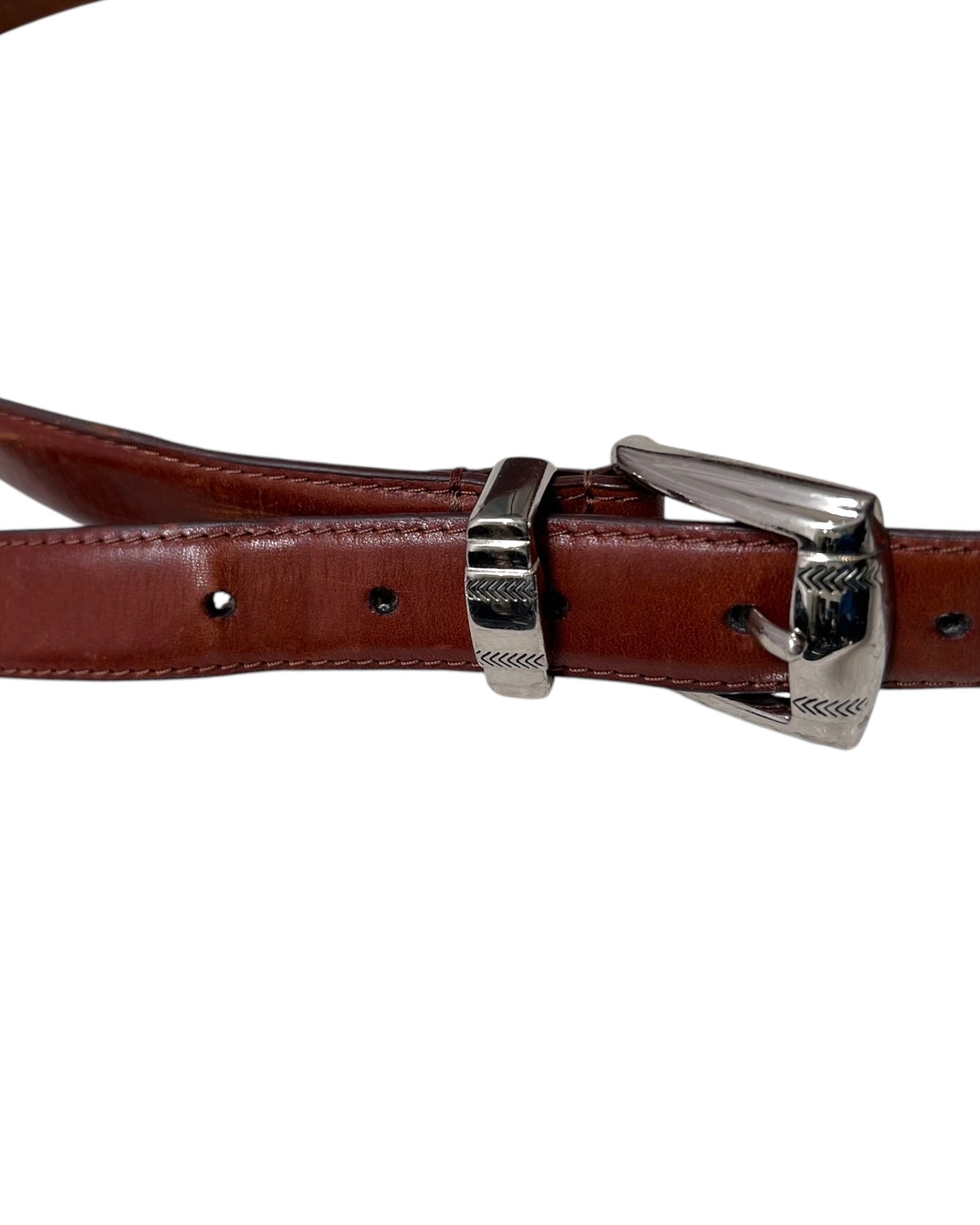 Vintage Leather and Silver Western Style Belt