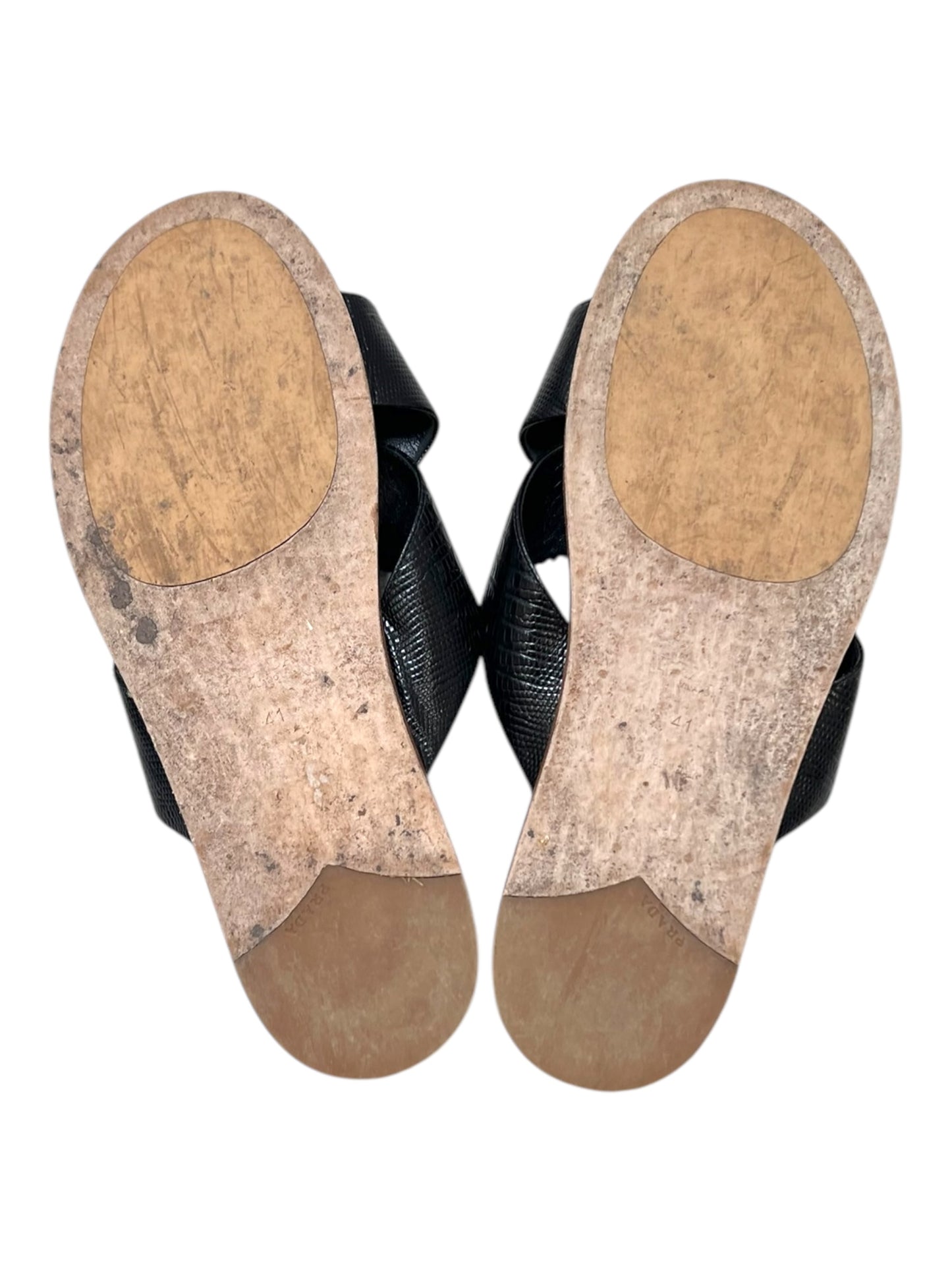 Vintage Prada Black Cross Slides