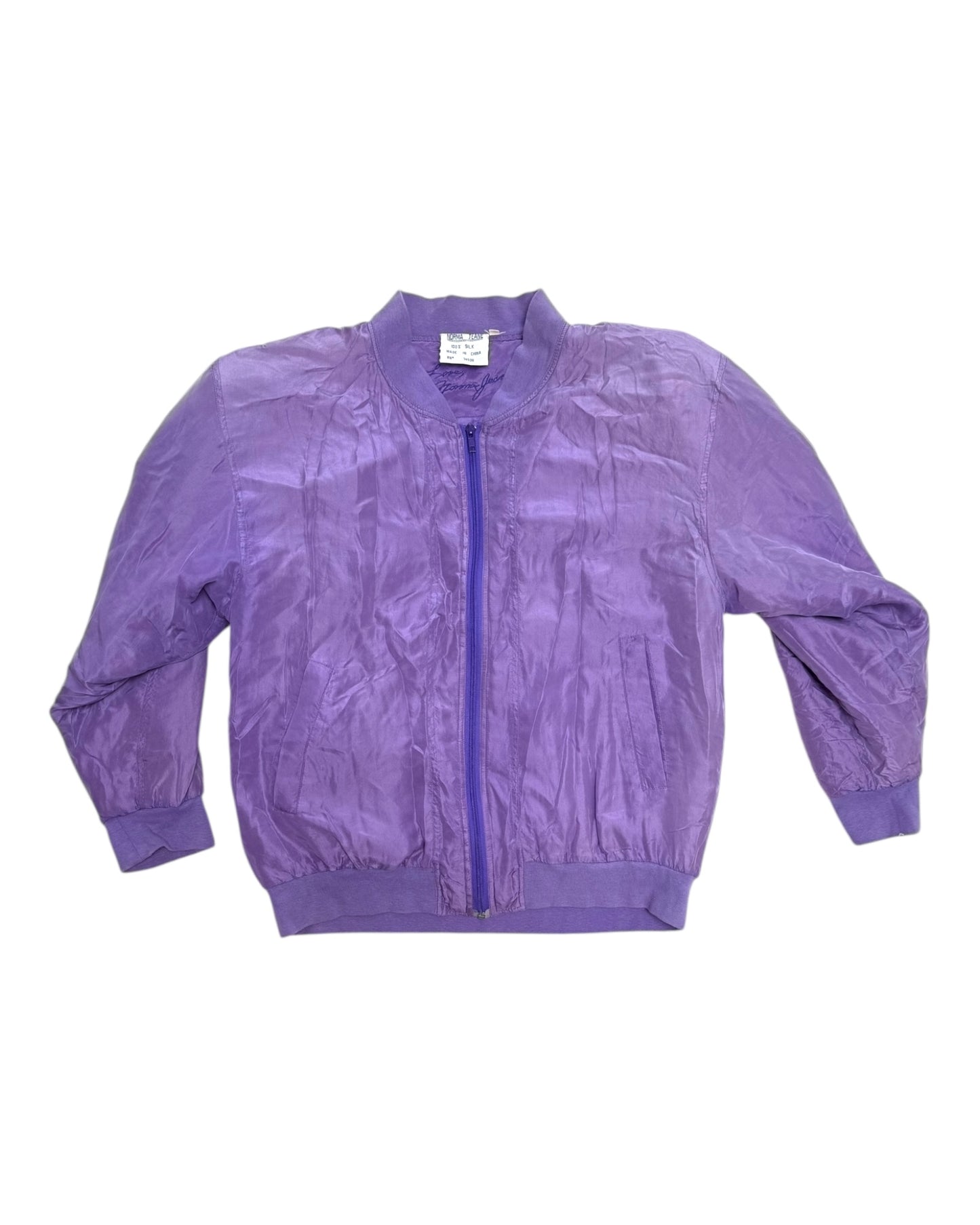 Vintage 1990s Love, Norma Jeane Purple Silk Bomber Jacket