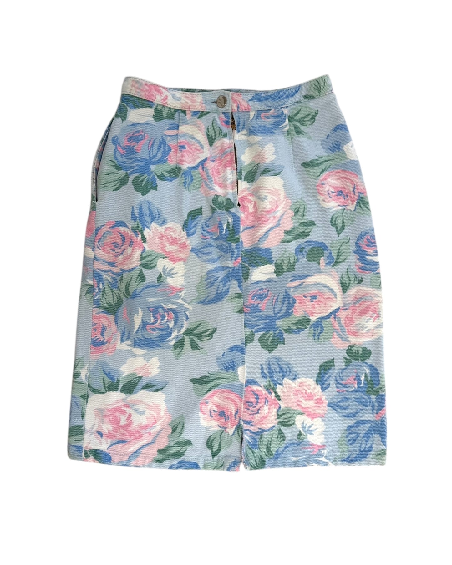 Vintage Floral Denim Skirt