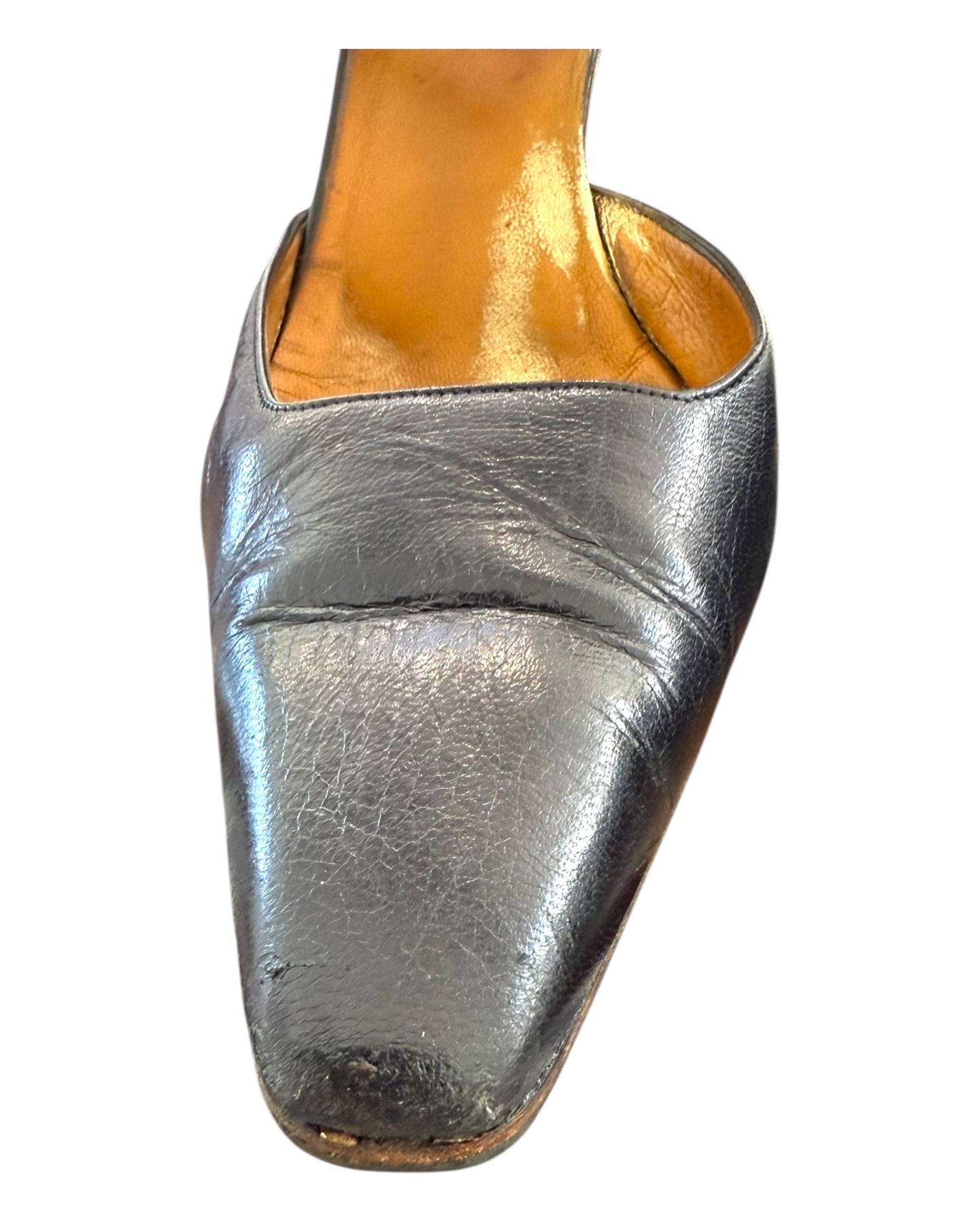 Vintage Gucci Black Pointed Toe Heels with Ankle Straps