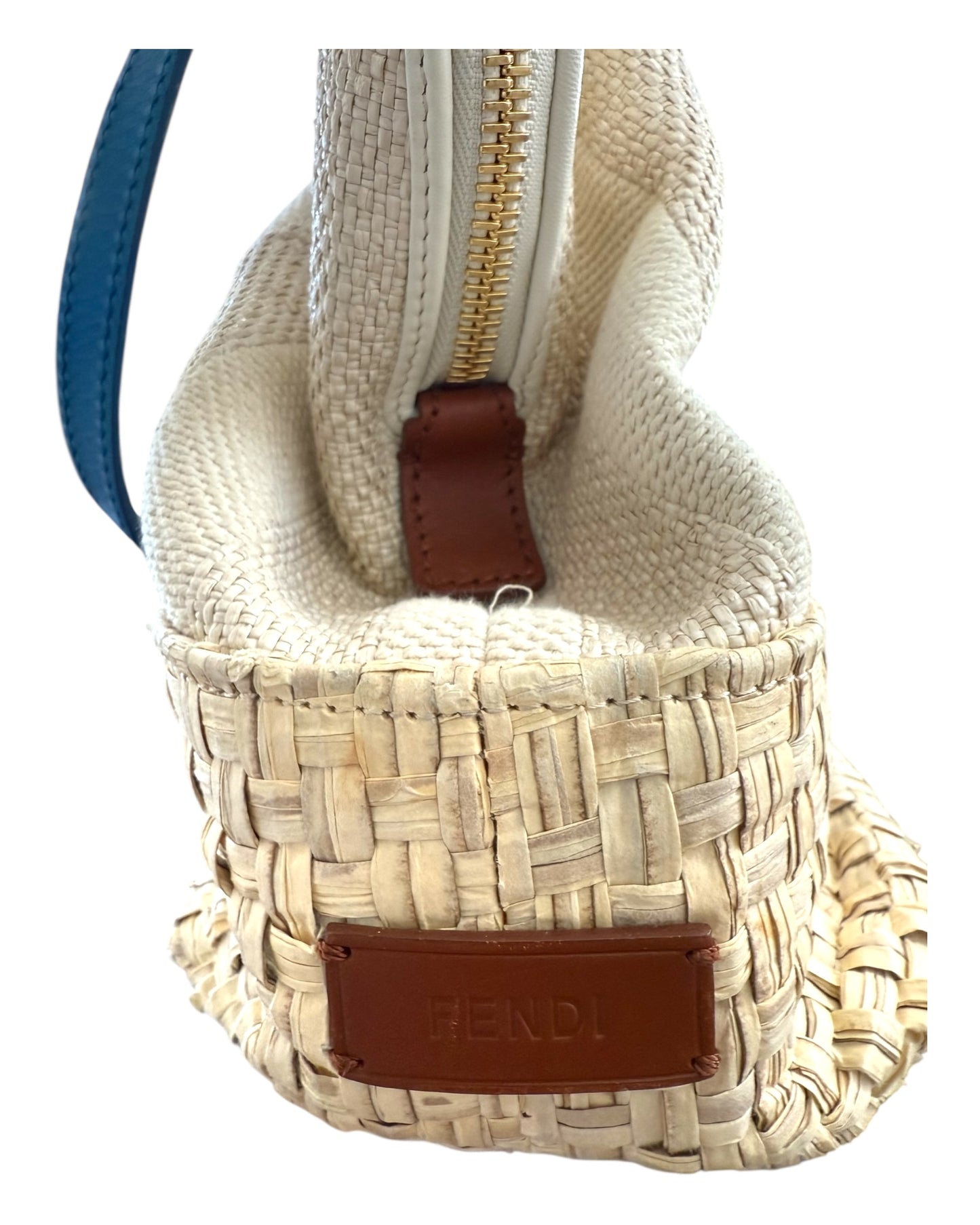 Pre-Loved 2012 White and Blue Fendi 2Bag